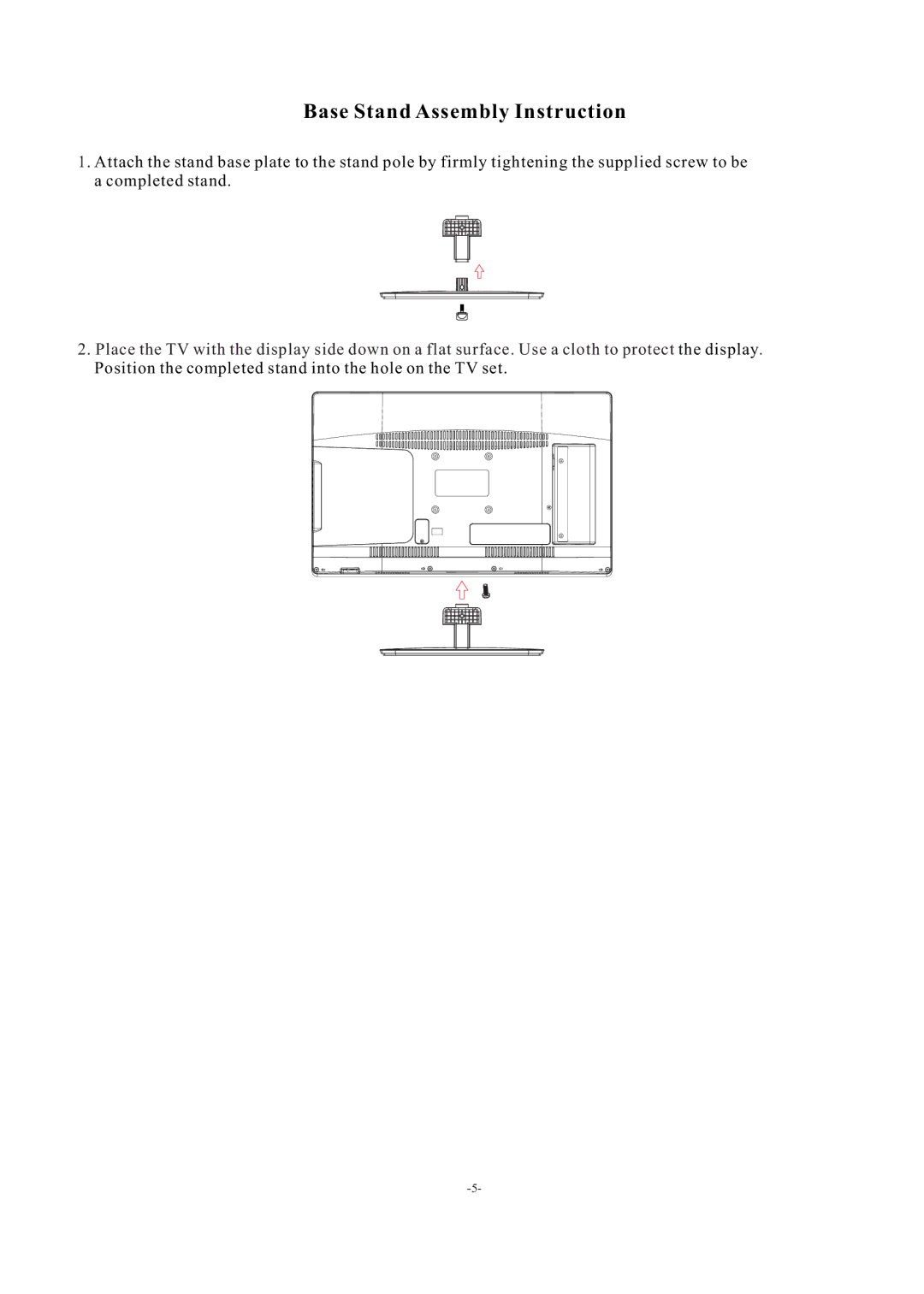 Westinghouse EW19S4JW manual Base Stand Assembly Instruction 