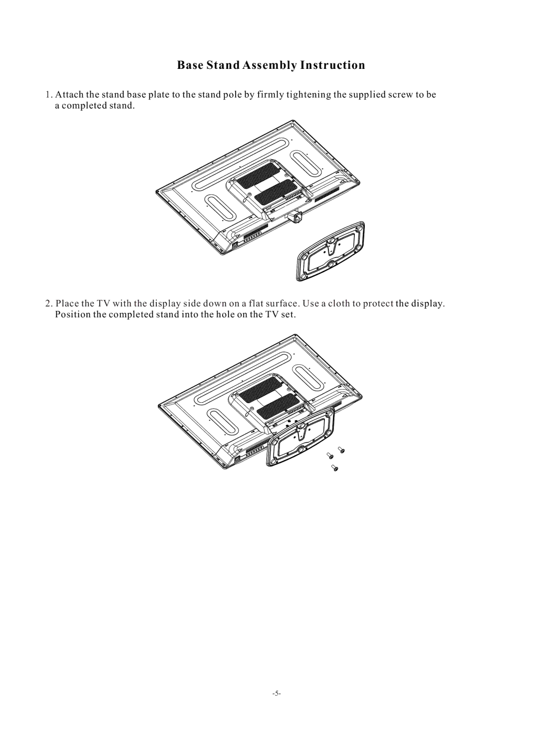 Westinghouse EW32S5KW manual Base Stand Assembly Instruction 