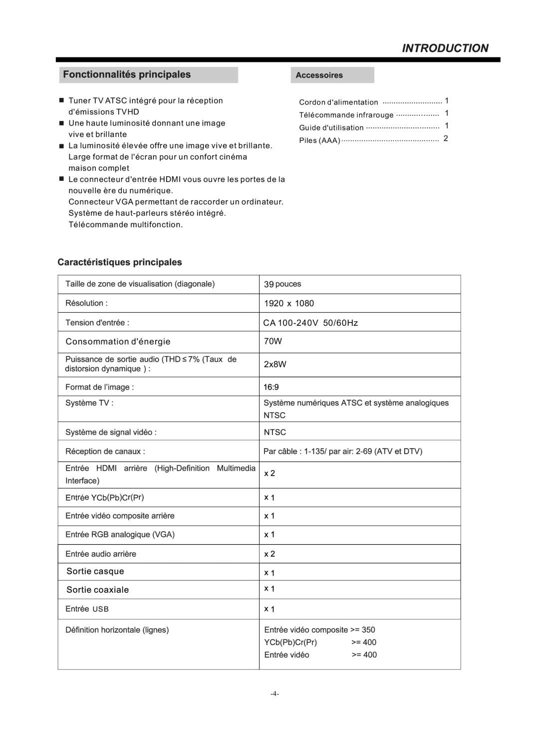 Westinghouse EW39T5KW manual Ntsc 