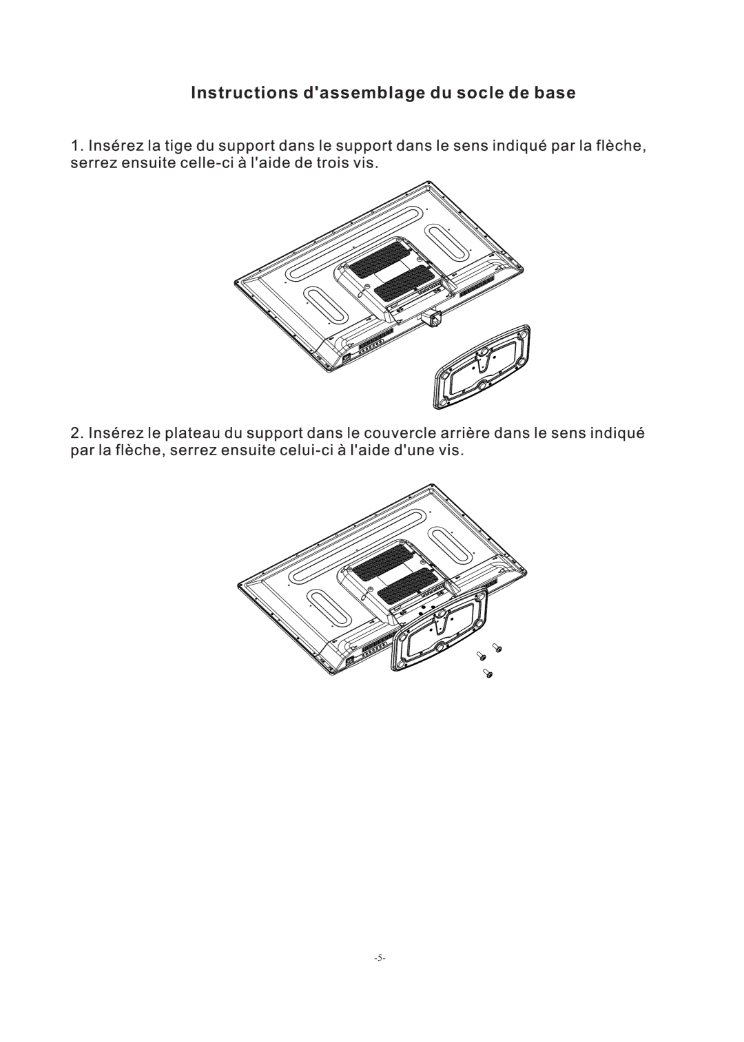 Westinghouse EW39T5KW manual Instructions dassemblage du socle de base 