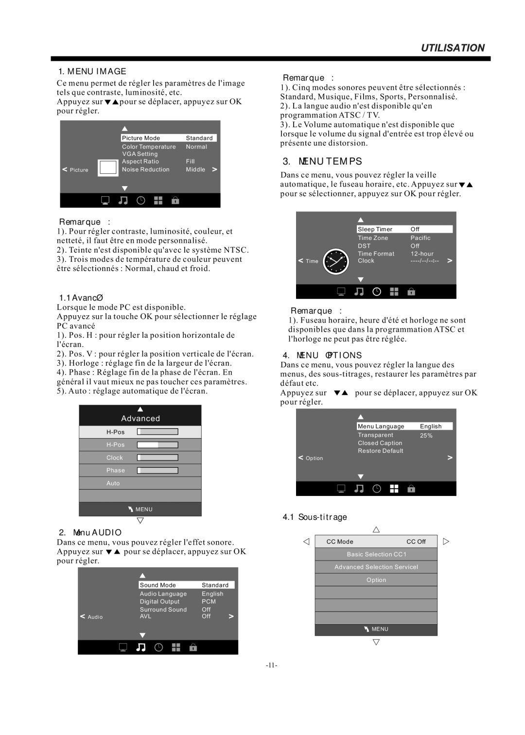 Westinghouse EW39T5KW manual Menu Image, Menu Options 