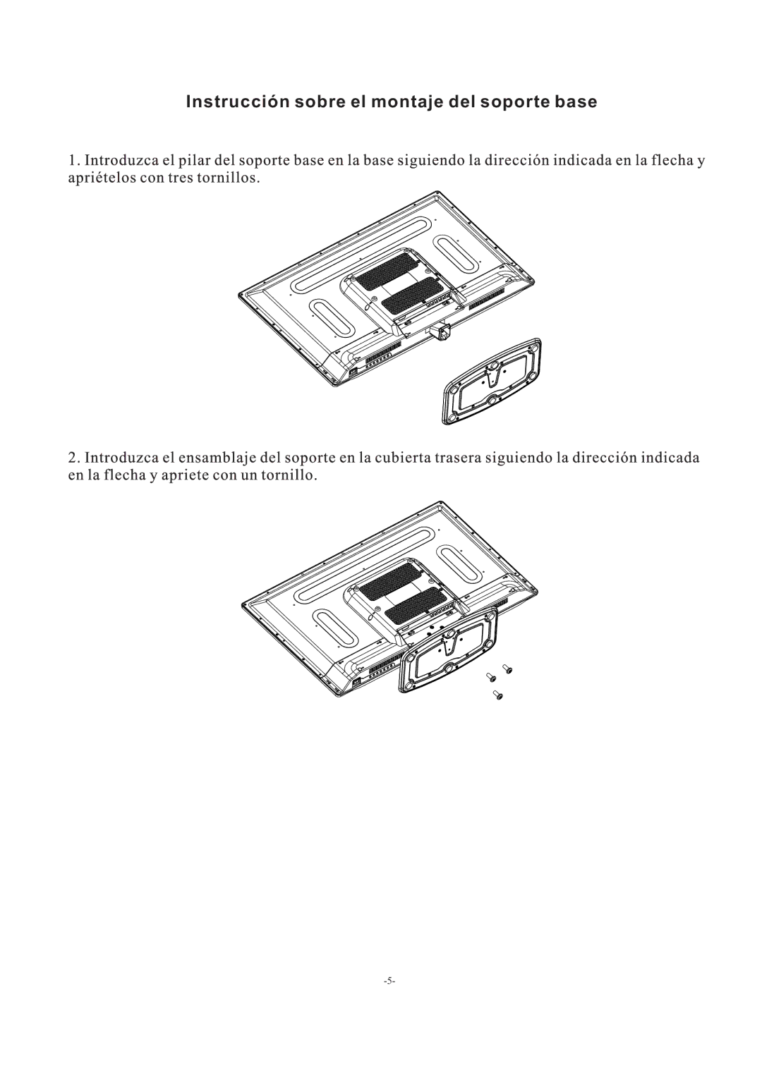 Westinghouse EW39T5KW manual Instrucción sobre el montaje del soporte base 