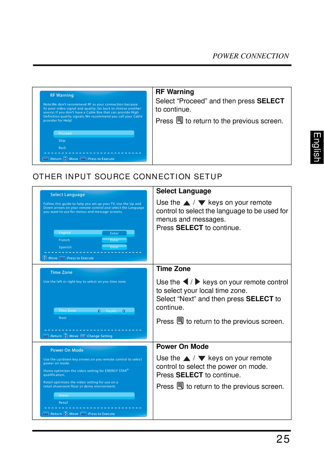 Westinghouse EW39T6MZ manual Other Input Source Connection Setup, RF Warning 