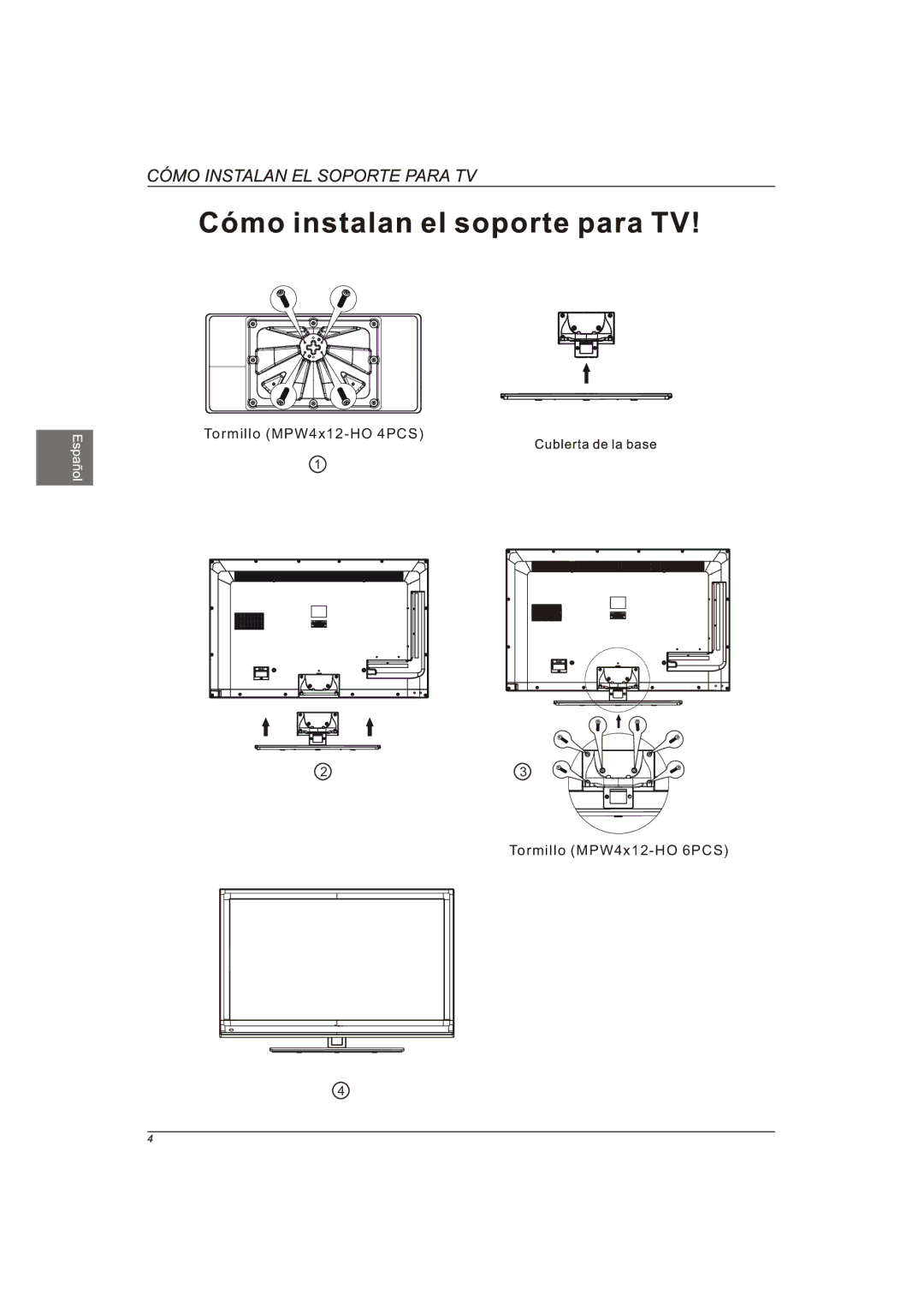 Westinghouse EW40T2XW manual Tormillo MPW4x12-HO 4PCS Tormillo MPW4x12-HO 6PCS 