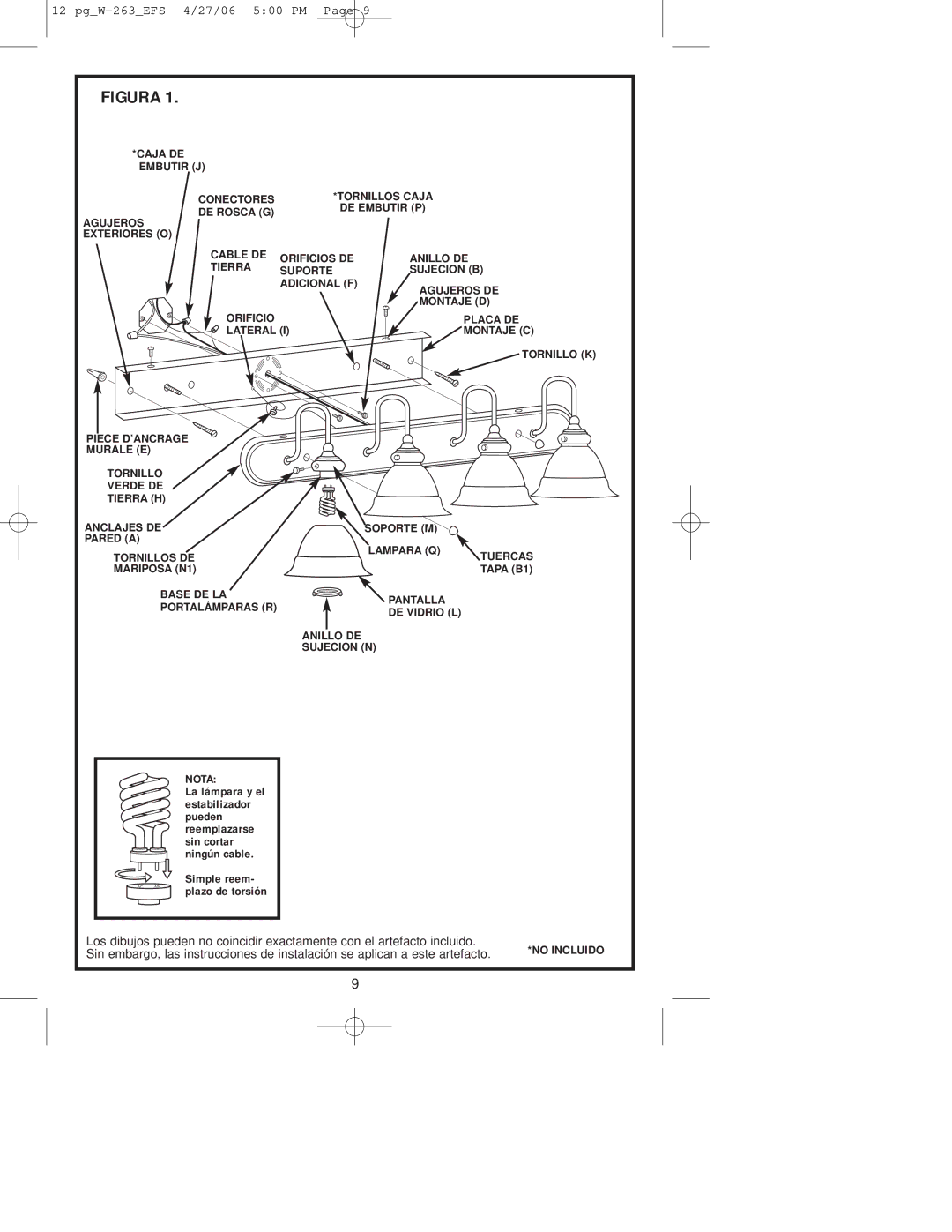 Westinghouse Indoor Lighting fixture owner manual Figura 