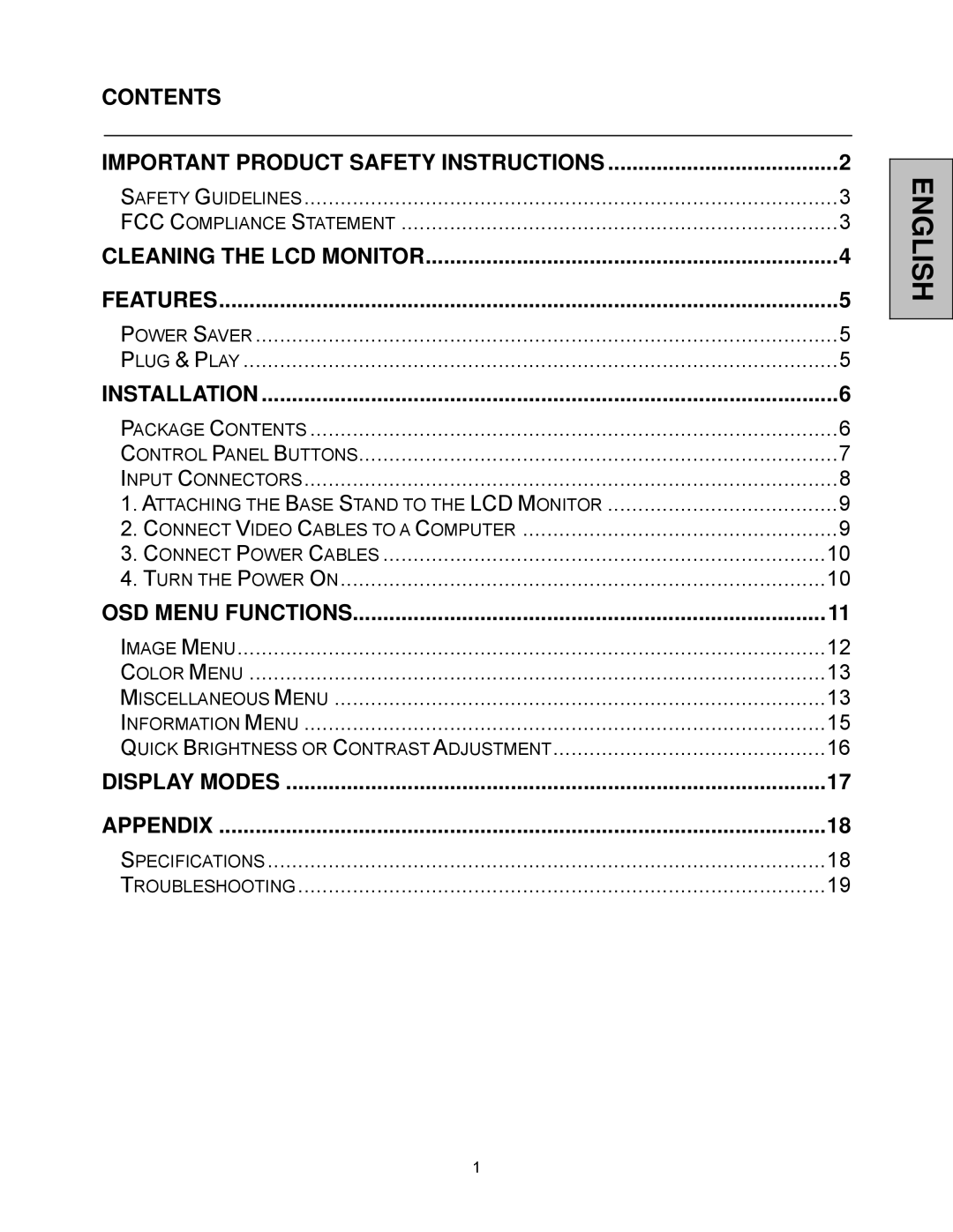 Westinghouse LCM-20v5 user manual English 