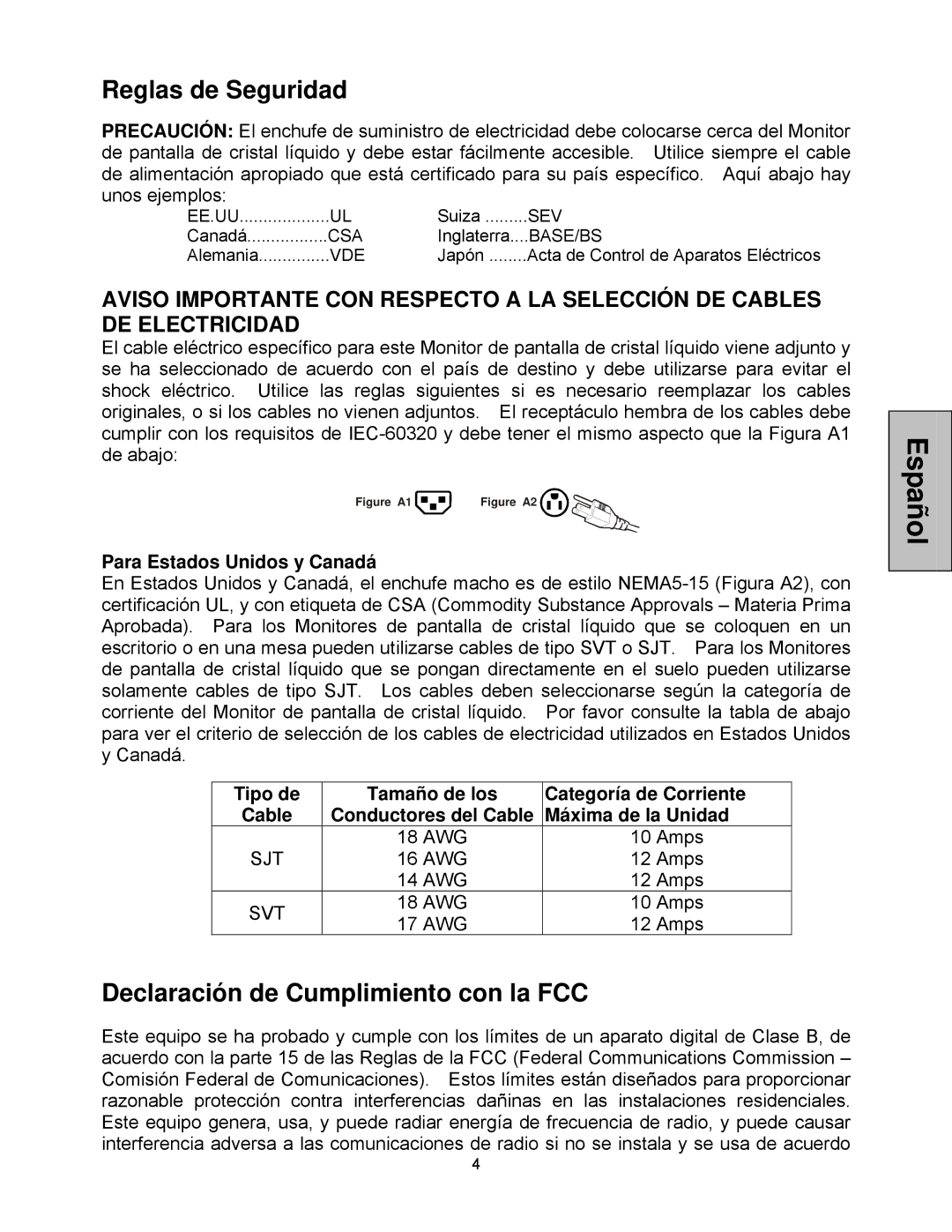 Westinghouse LCM-20v5 user manual Reglas de Seguridad, Declaración de Cumplimiento con la FCC, Para Estados Unidos y Canadá 