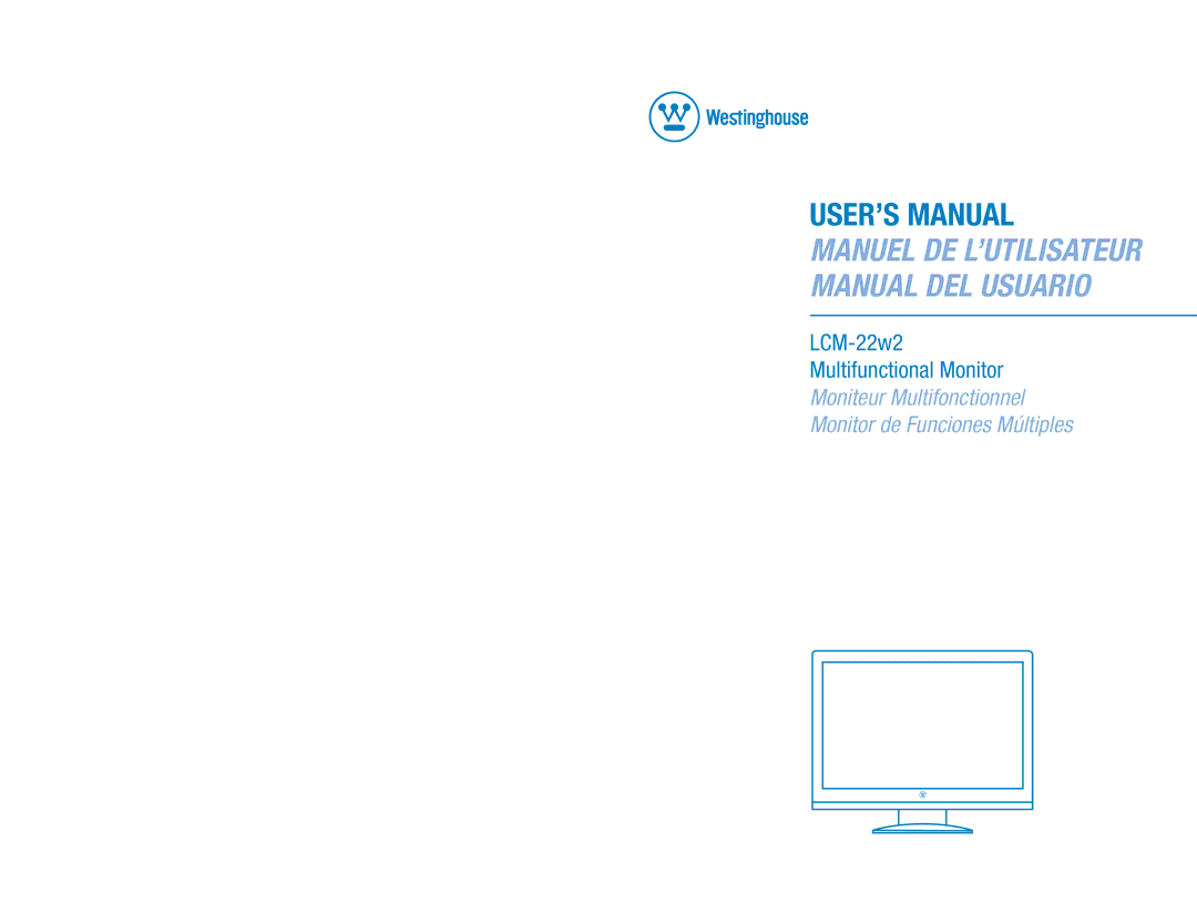 Westinghouse LCM-22W2 user manual USER’S Manual 
