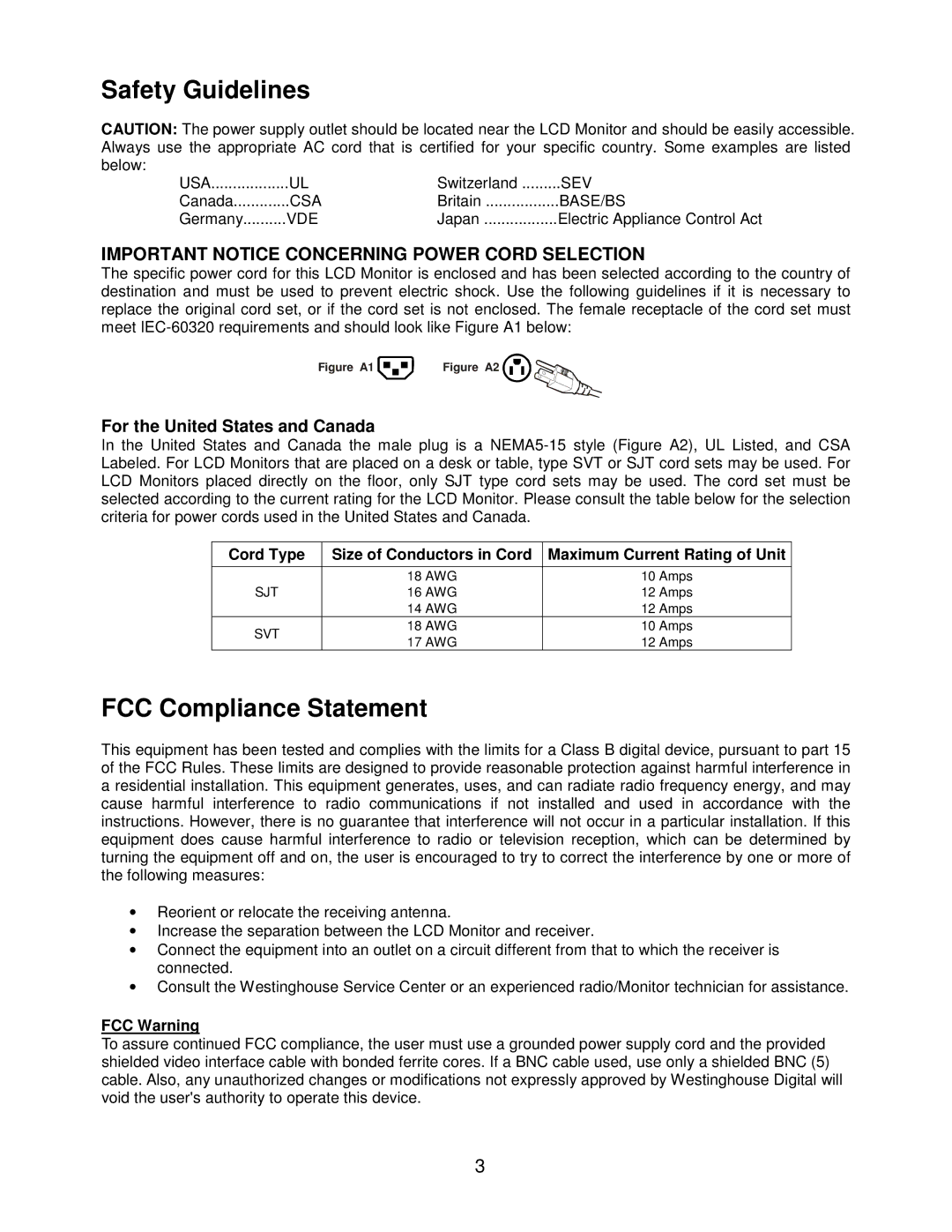 Westinghouse LCM-22W2 user manual Safety Guidelines 