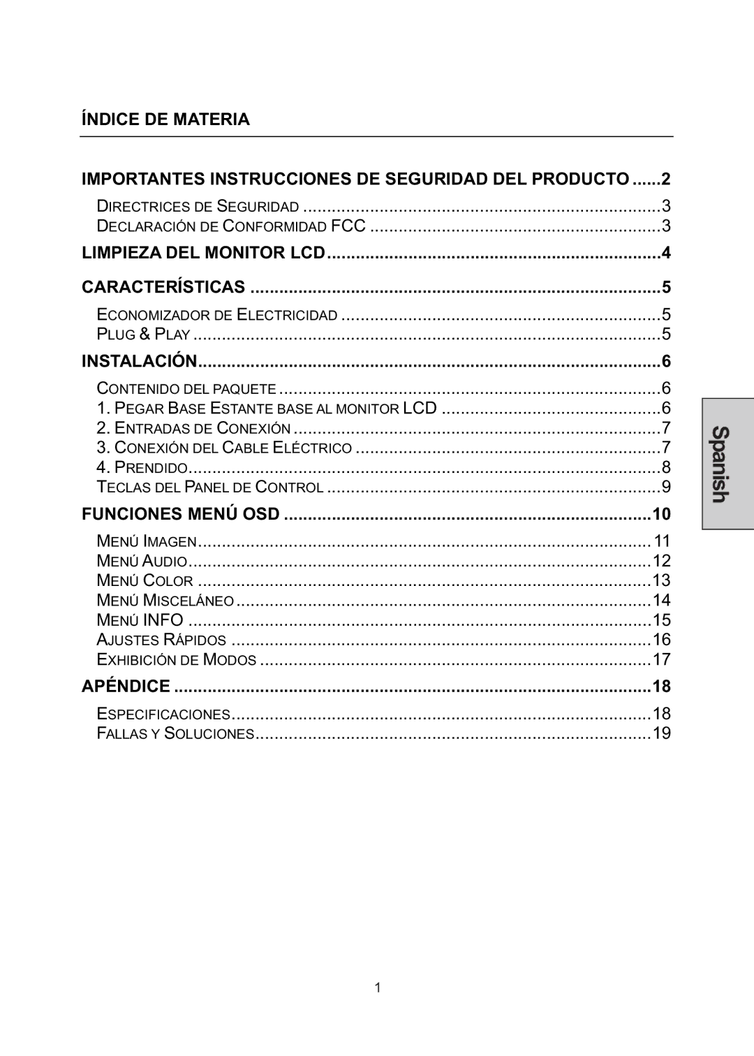 Westinghouse LCM-22W3 manual Spanish 