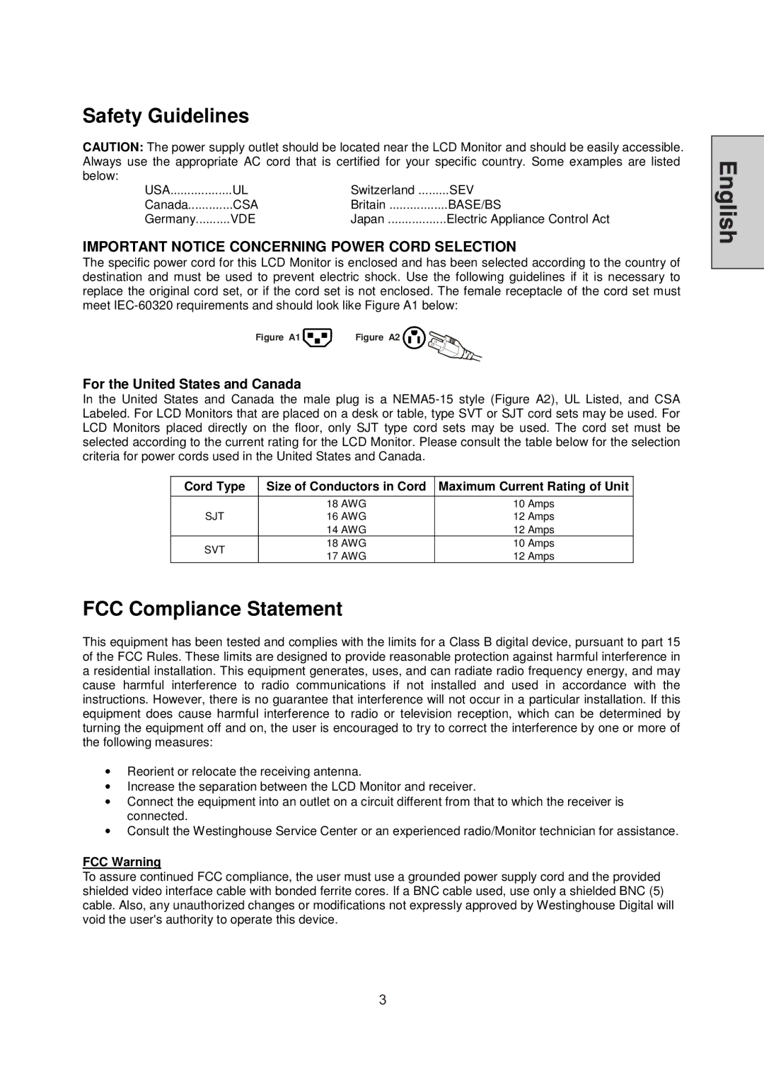 Westinghouse LCM-22W3 manual Safety Guidelines 