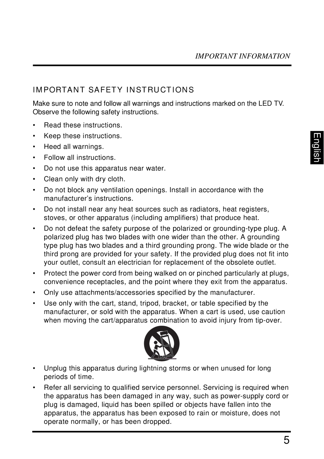 Westinghouse LD-2655VX user manual Important Safety Instructions 