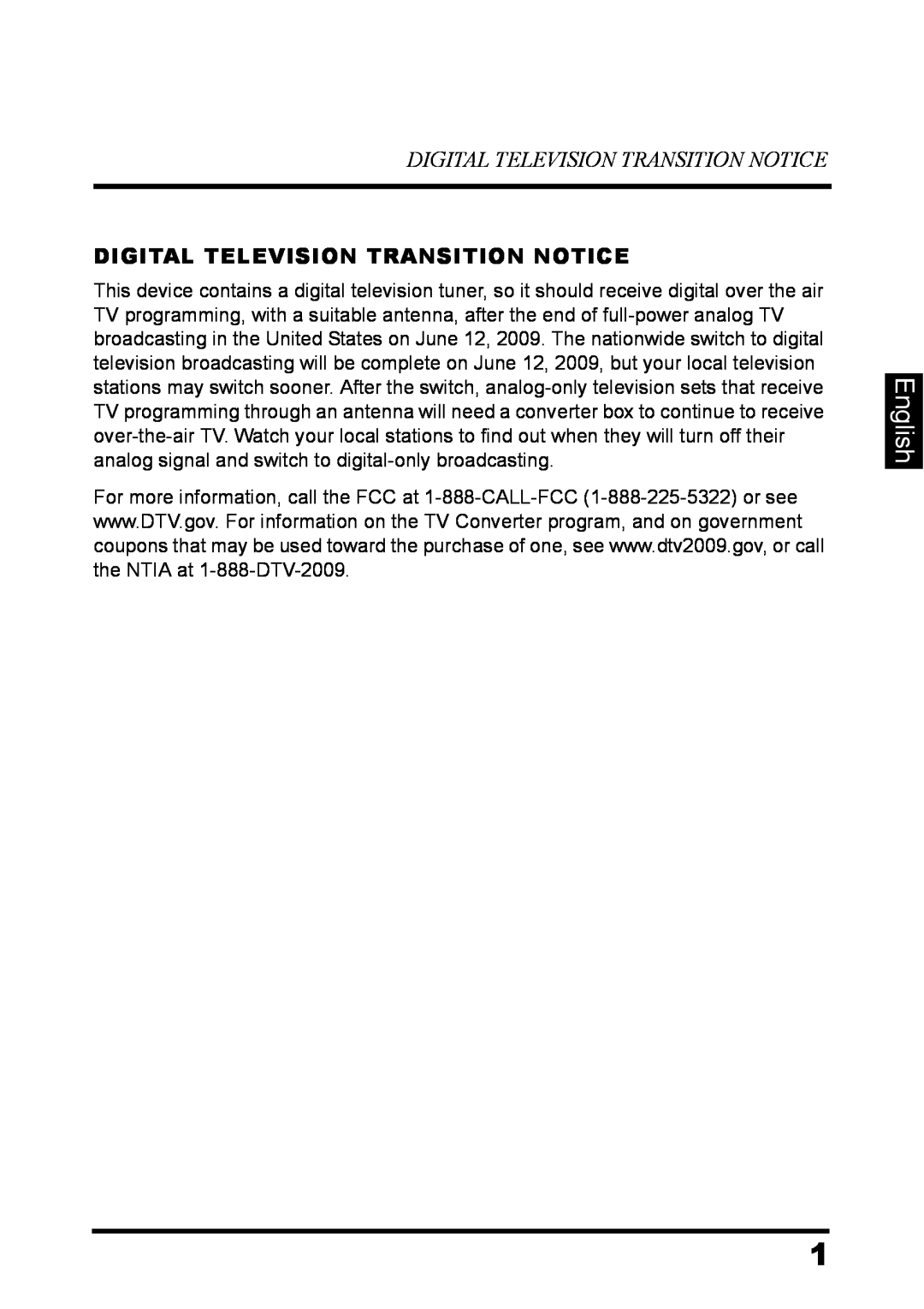Westinghouse LD-3237 user manual English, Digital Television Transition Notice 
