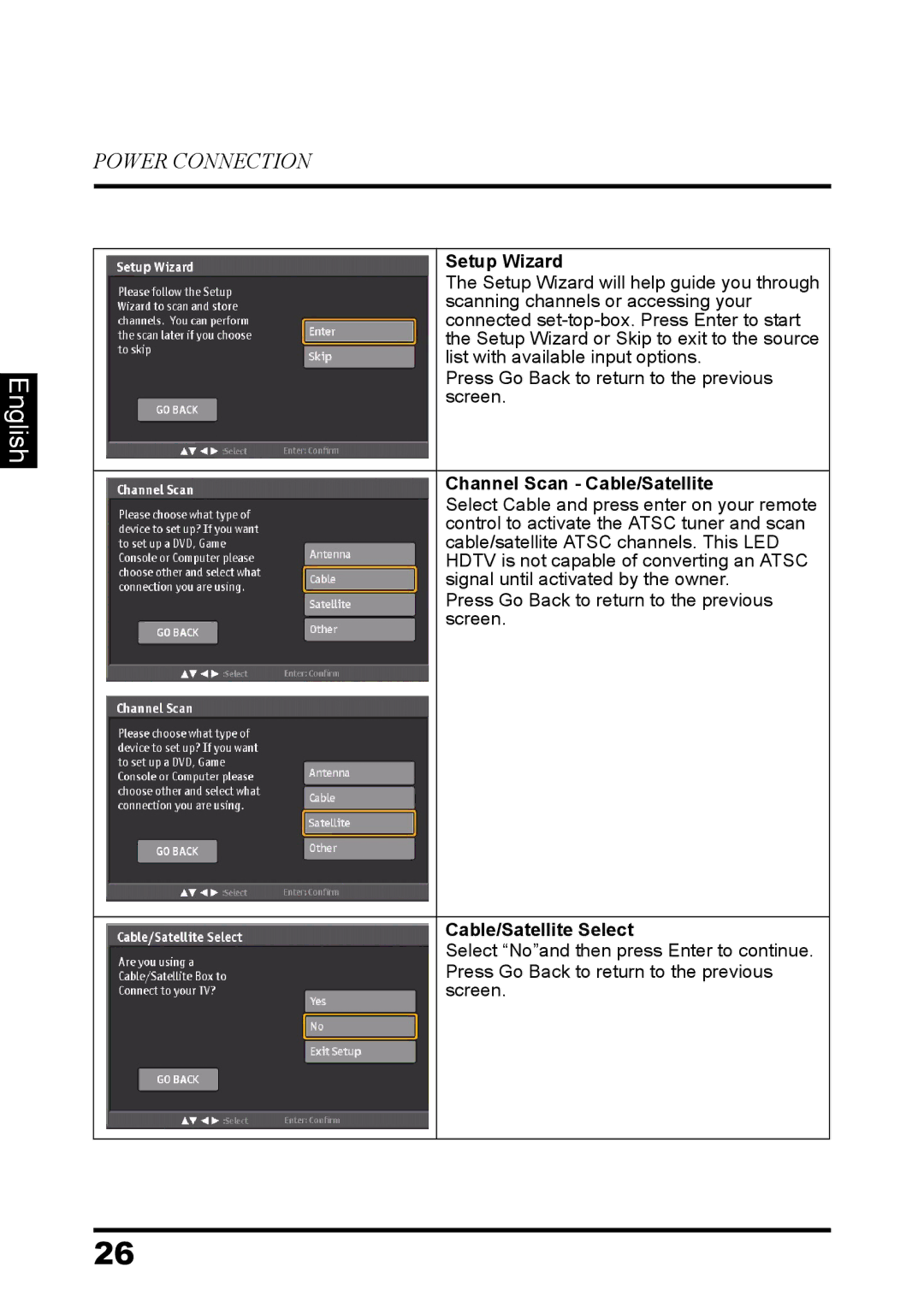 Westinghouse LD-3260 user manual Setup Wizard 