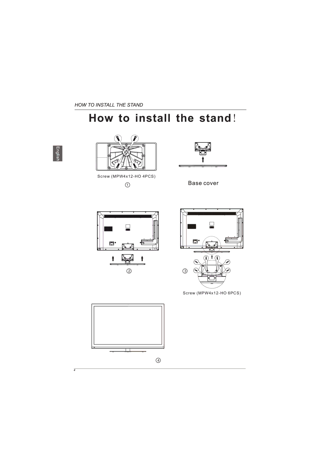 Westinghouse LD-4065 manual Screw MPW4x12-HO 4PCS Screw MPW4x12-HO 6PCS 