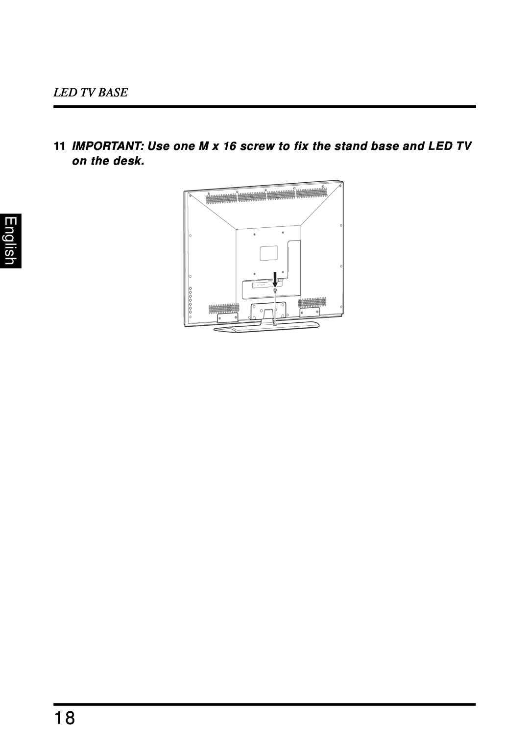 Westinghouse LD-4680 user manual English, Led Tv Base 
