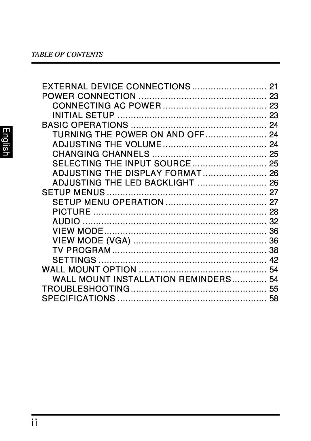 Westinghouse LD-4680 user manual English, External Device Connections 