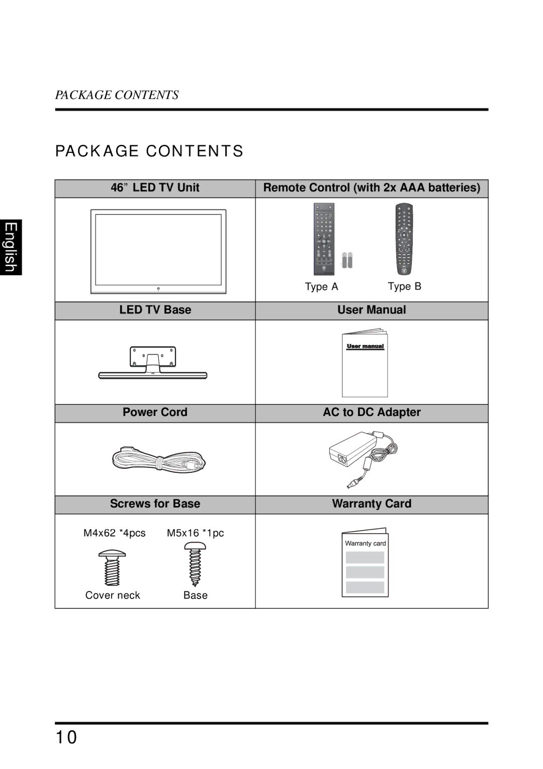 Westinghouse LD-4695 manual Package Contents 