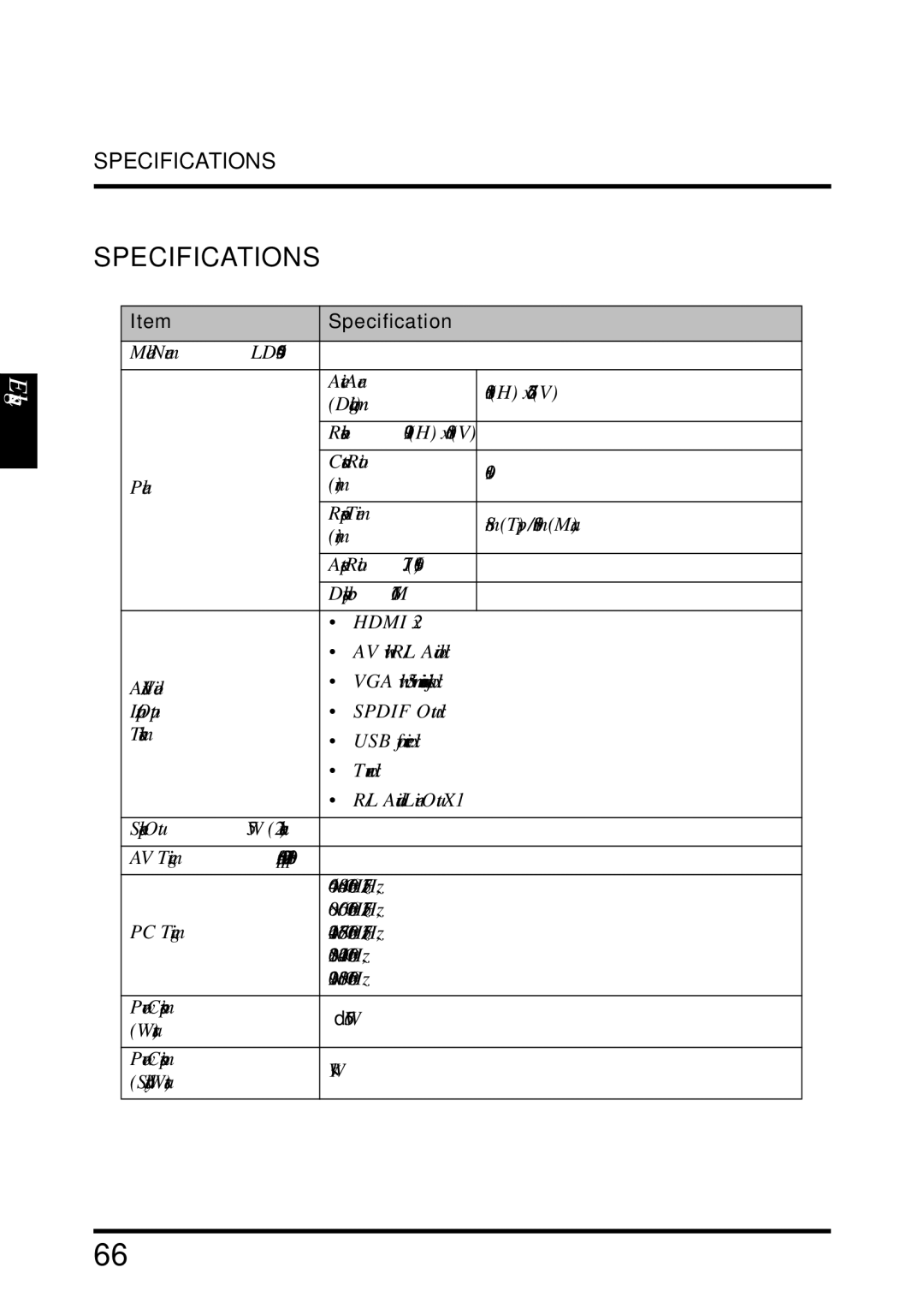 Westinghouse LD-4695 manual Specifications 