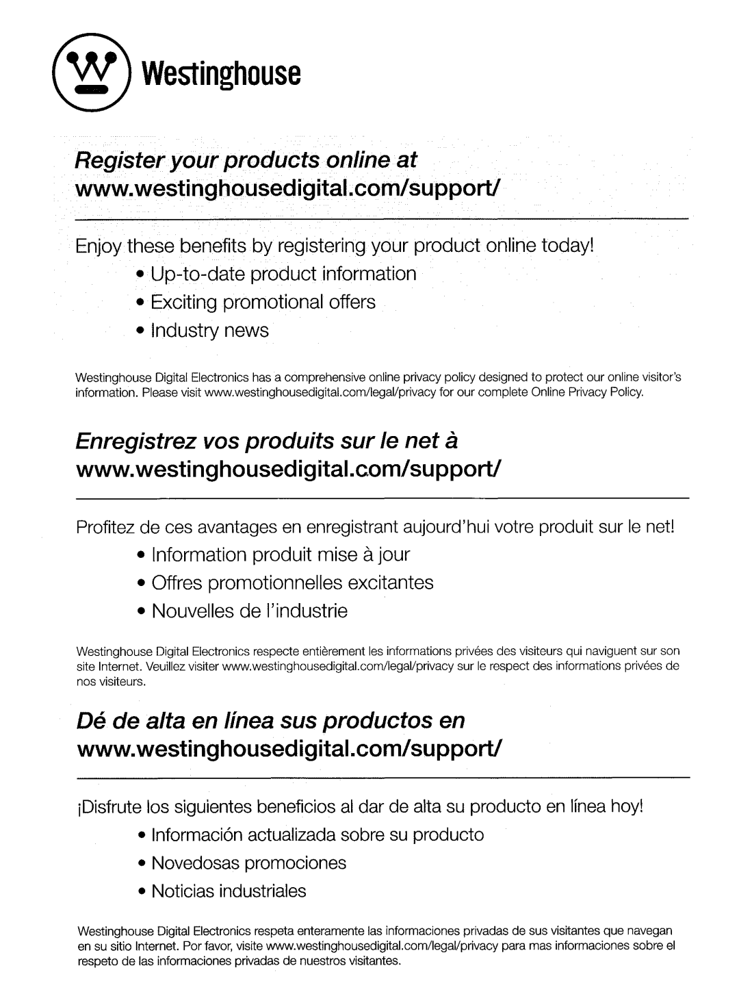 Westinghouse LTV-19w6 user manual 