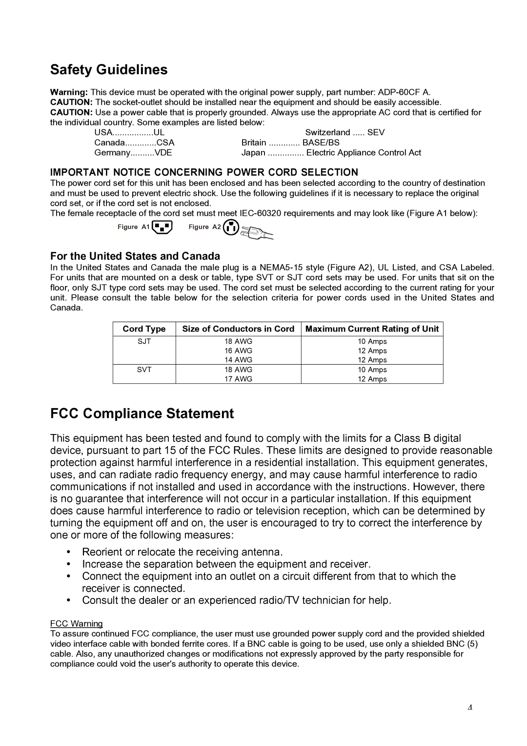 Westinghouse LTV-20v2 manual Safety Guidelines, FCC Compliance Statement, For the United States and Canada 