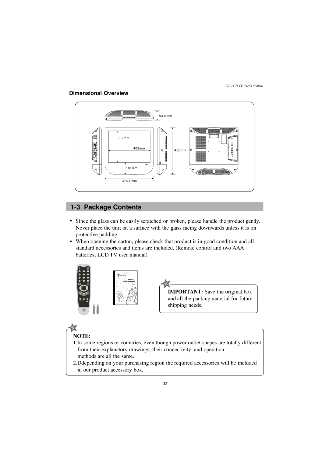 Westinghouse LTV-20v4 manual Package Contents 