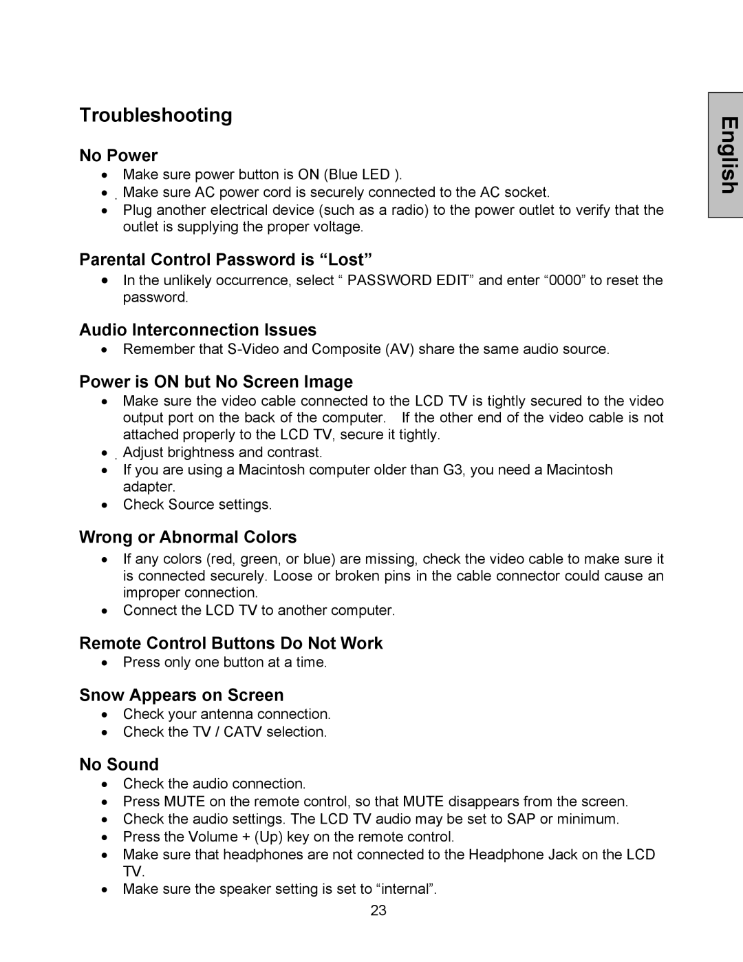 Westinghouse LTV-27w7 HD, LTV-32w6 user manual Troubleshooting 