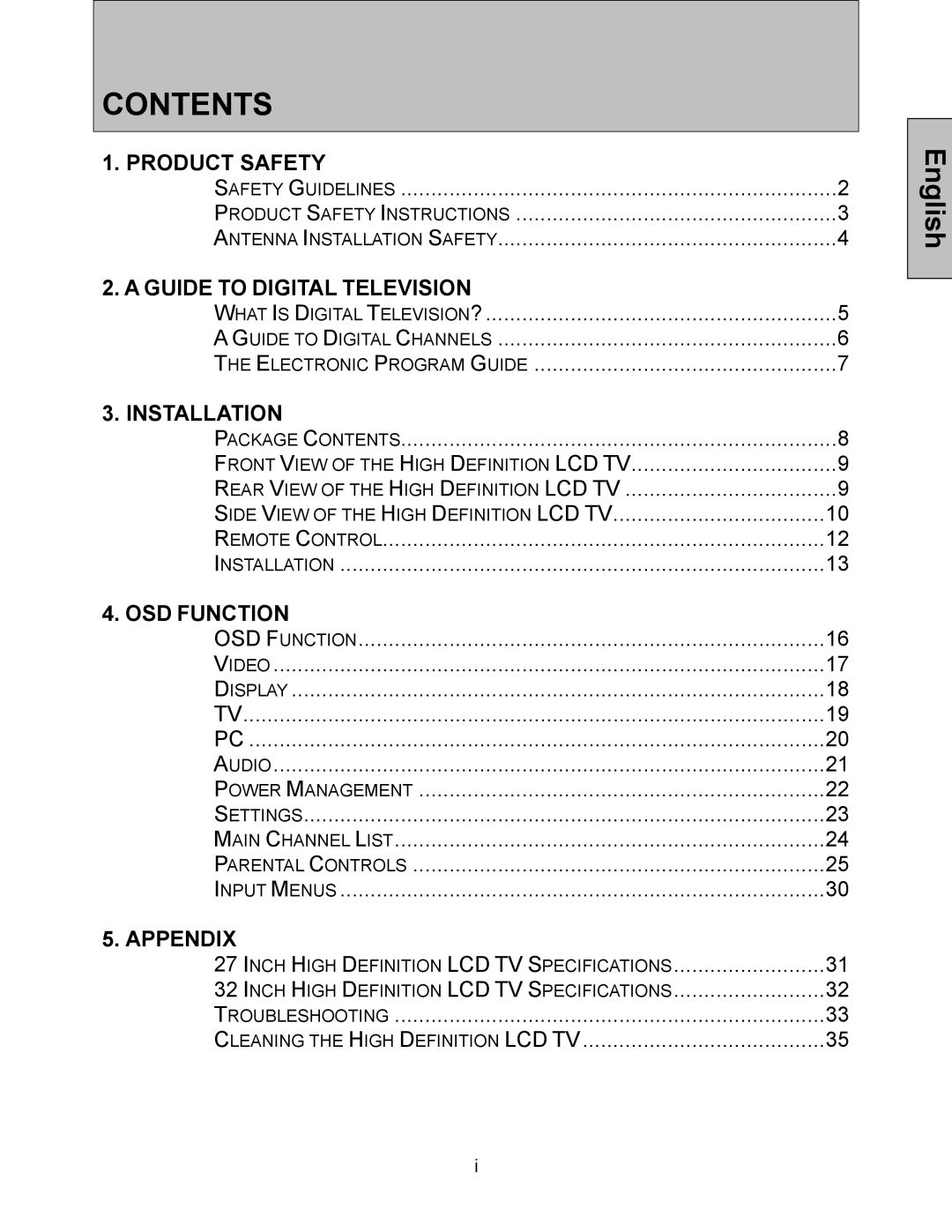 Westinghouse LTV-32w3 user manual Contents 