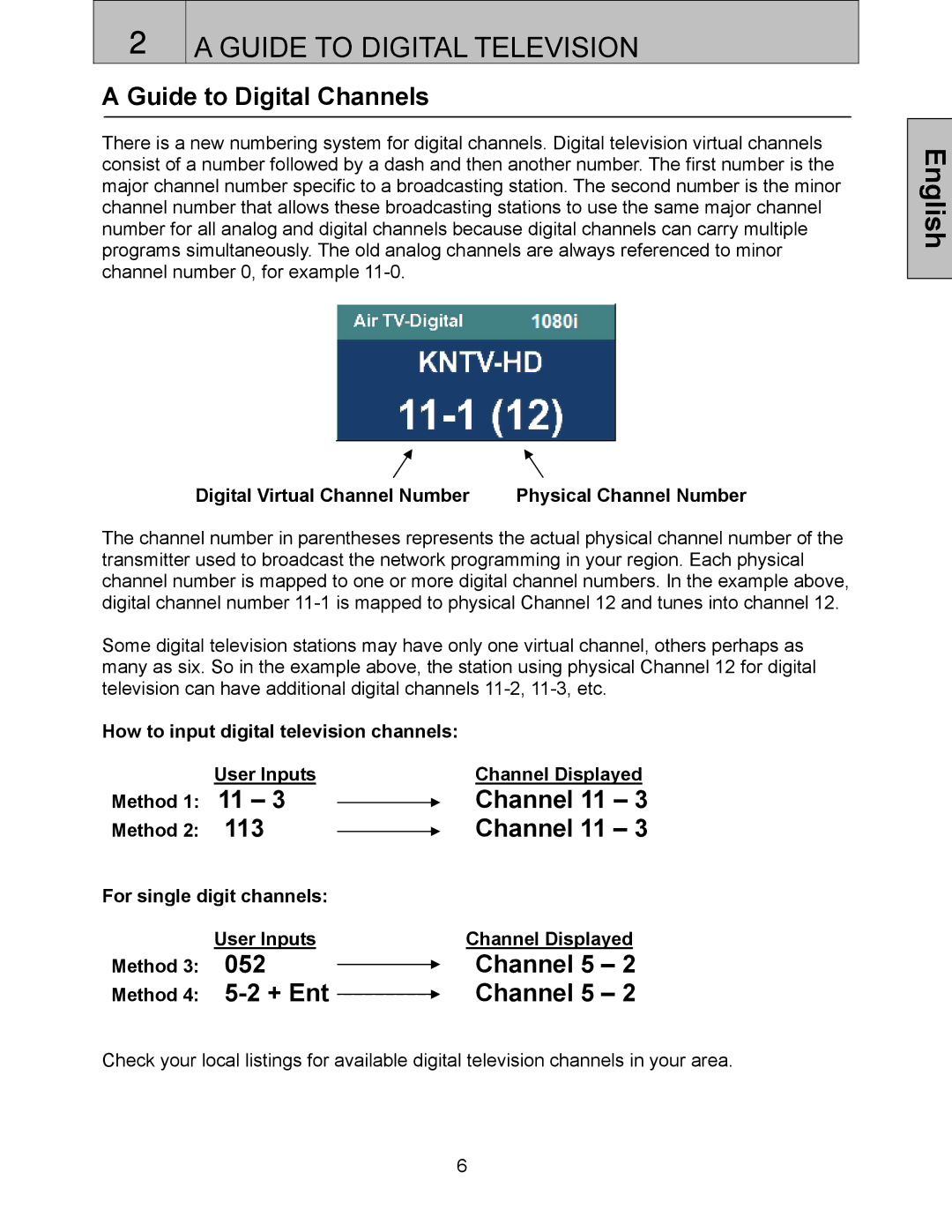 Westinghouse LTV-32w3 user manual Guide to Digital Channels, Channel 11, Channel 5 + Ent 