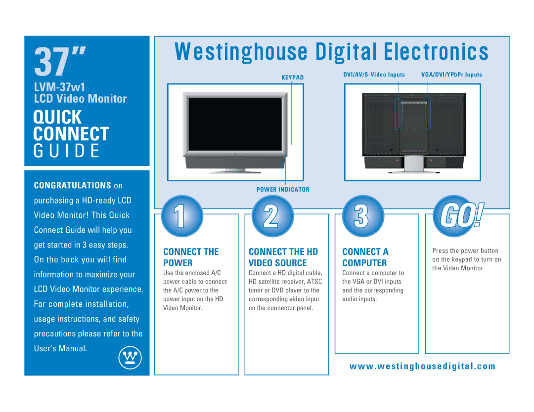 Westinghouse LVM-37w1 user manual Go!Go 