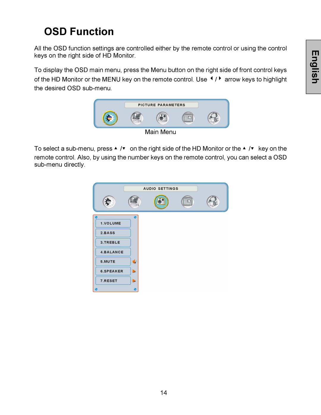 Westinghouse LVM-47w1, LVM-42w2 user manual OSD Function 