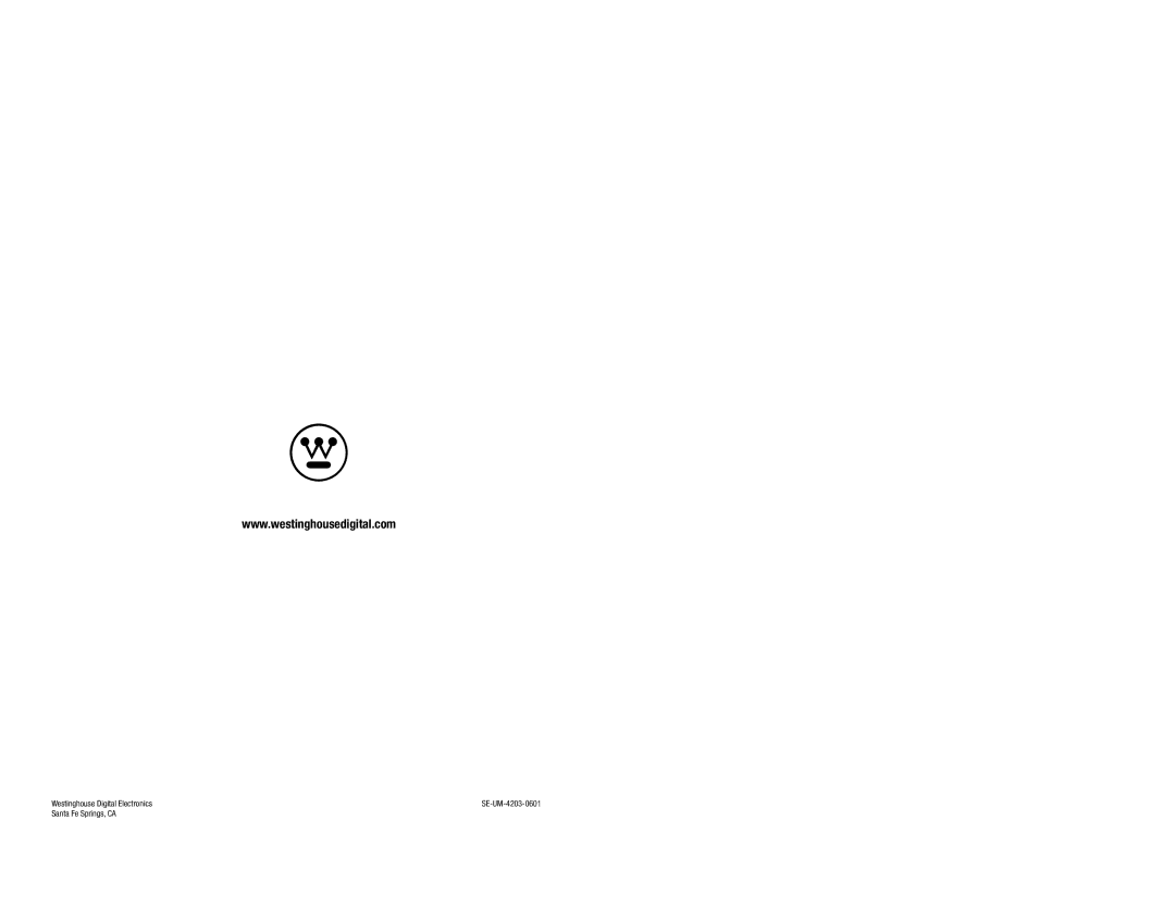 Westinghouse LVM-42w2, LVM-47w1 user manual Westinghouse Digital Electronics 