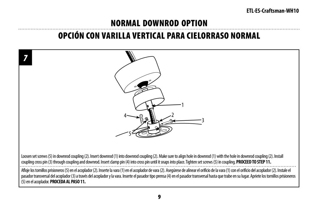 Westinghouse mh10 owner manual Opción CON Varilla Vertical Para Cielorraso Normal 