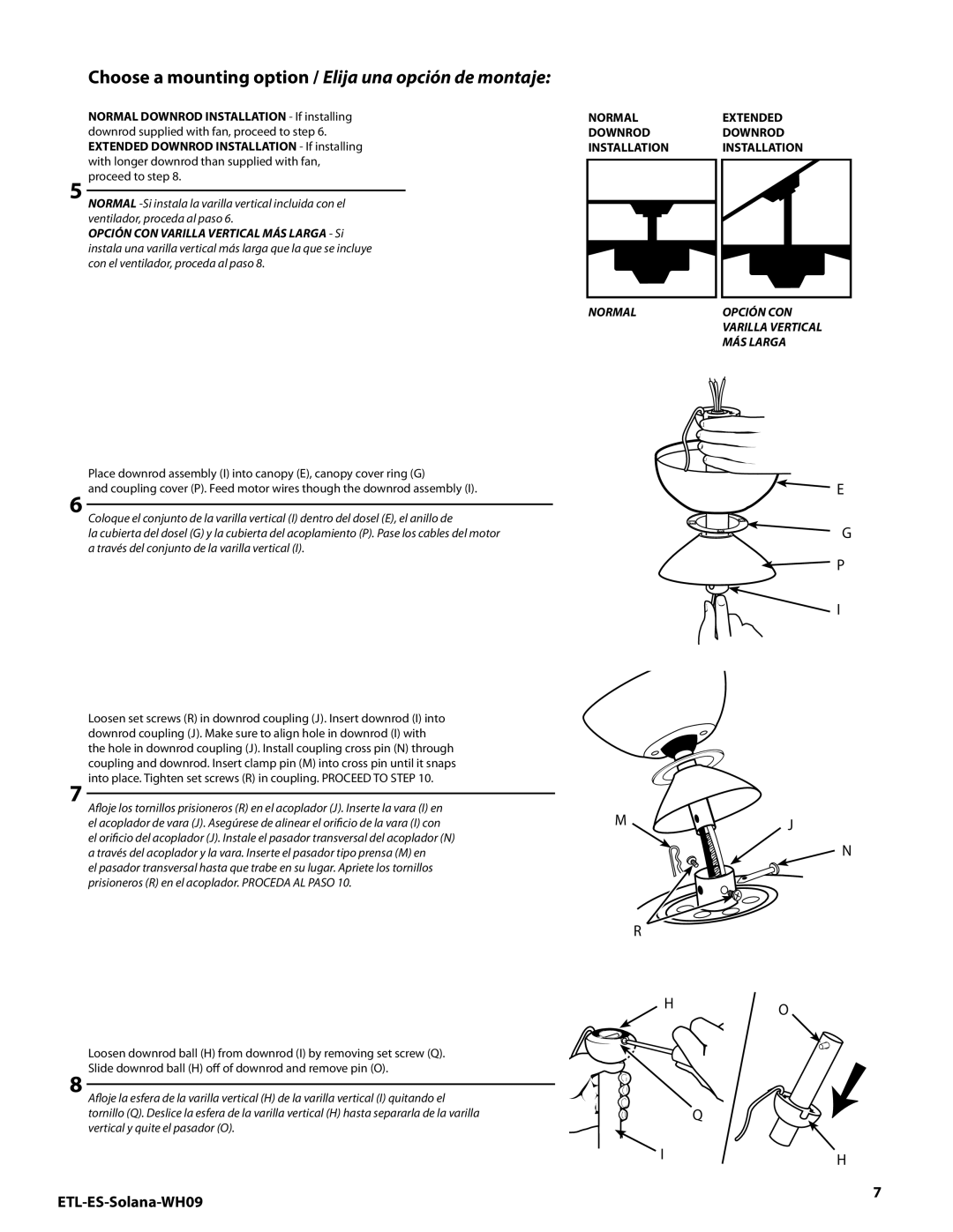 Westinghouse MR 72161 installation instructions Choose a mounting option / Elija una opción de montaje 