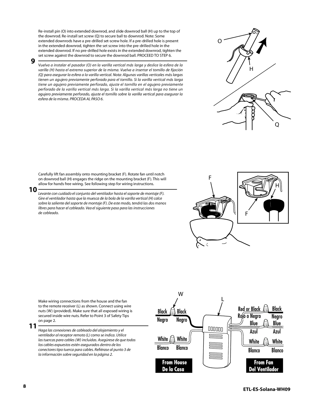 Westinghouse MR 72161 installation instructions De cableado, Los cables expuestos estén asegurados dentro de los 