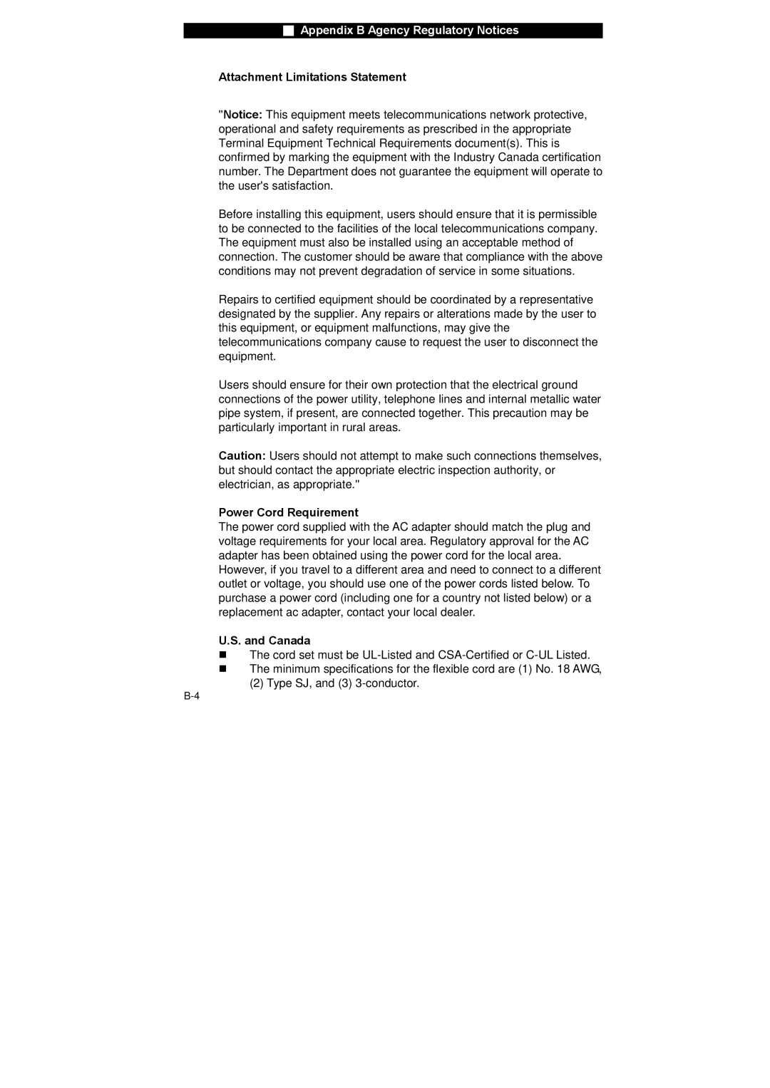 Westinghouse NB-14w2 user manual Attachment Limitations Statement 