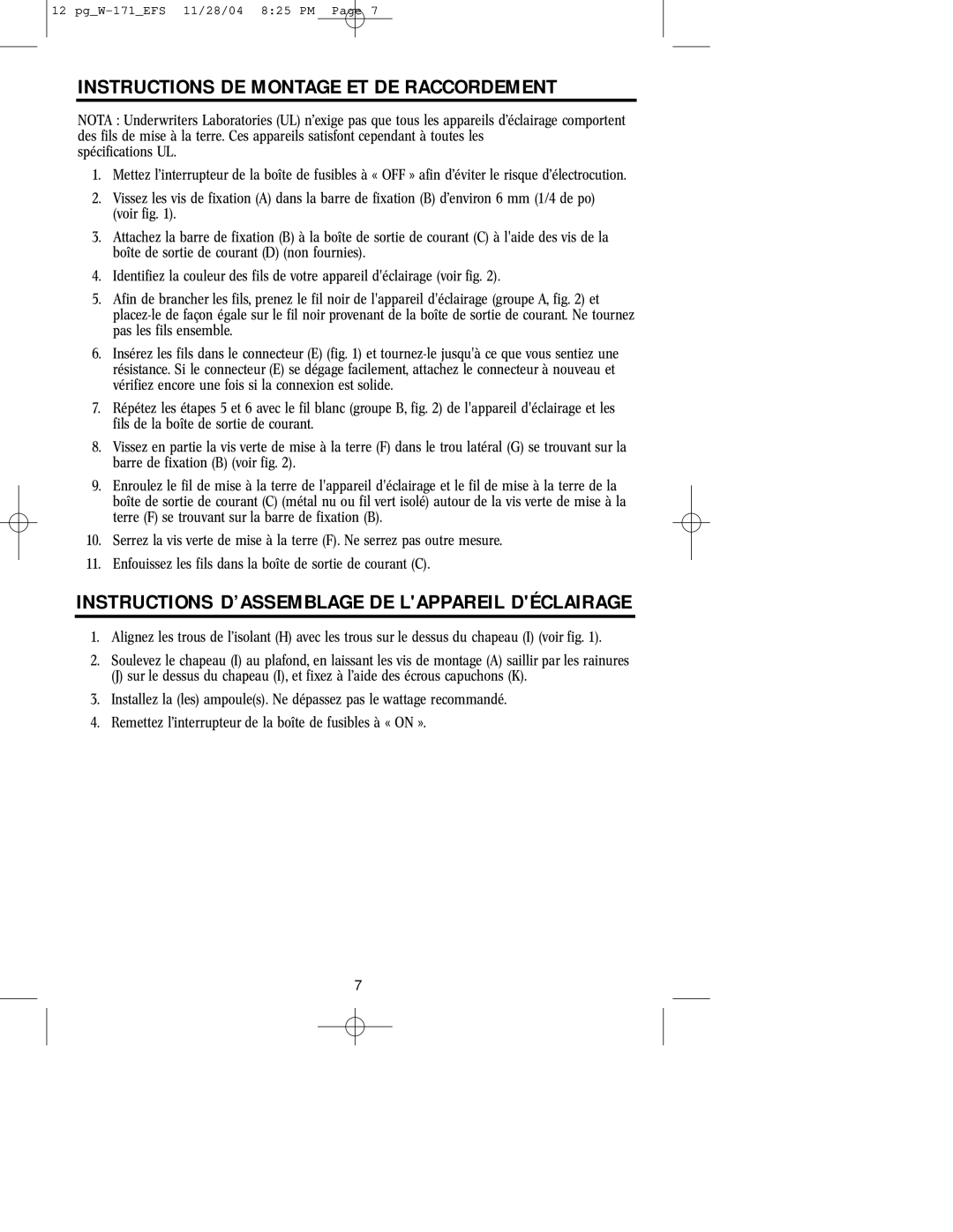 Westinghouse Outdoor Lighting Fixture owner manual Instructions DE Montage ET DE Raccordement 