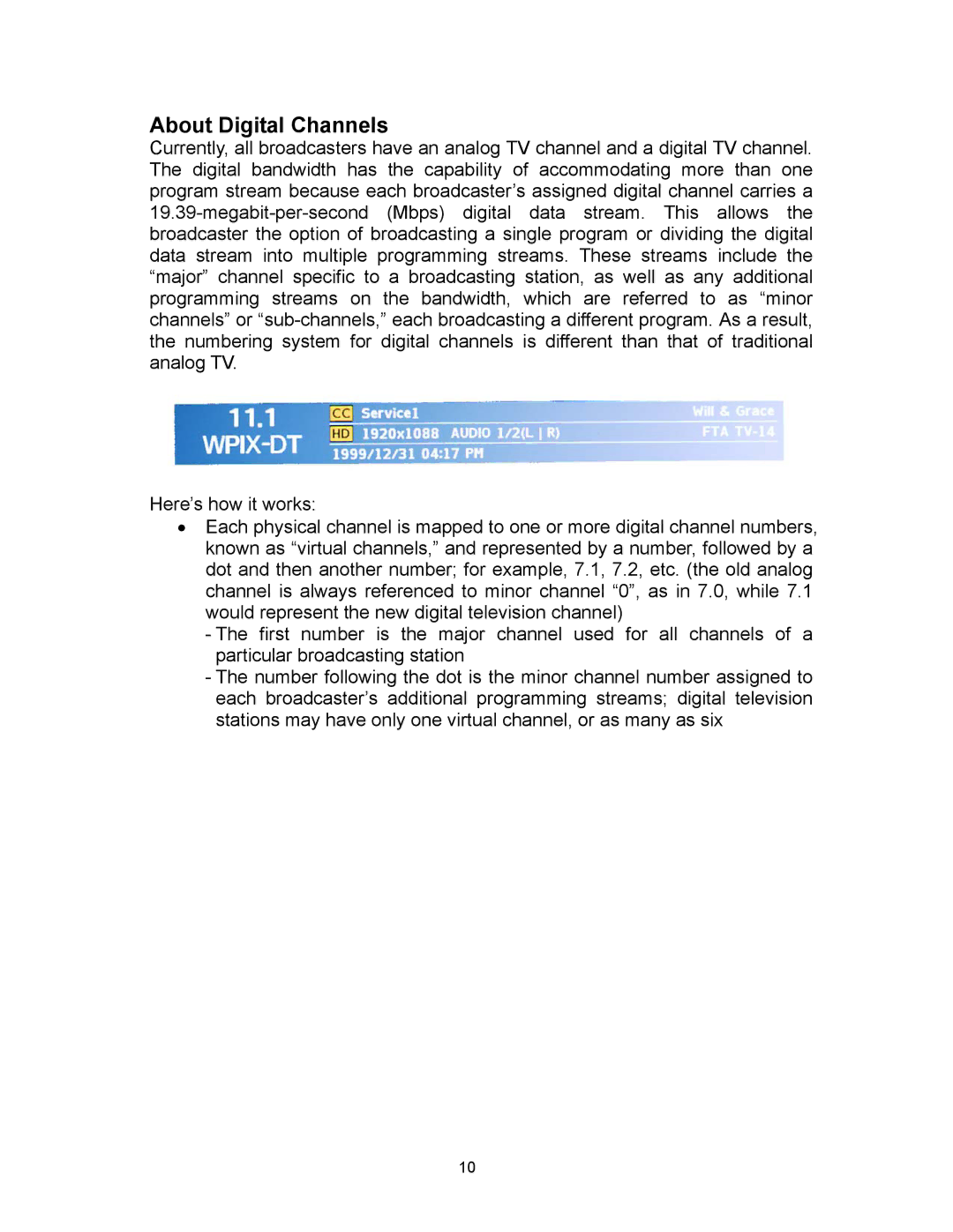 Westinghouse PT-19H520S, PT-16H120S, PT-19H140S appendix About Digital Channels 