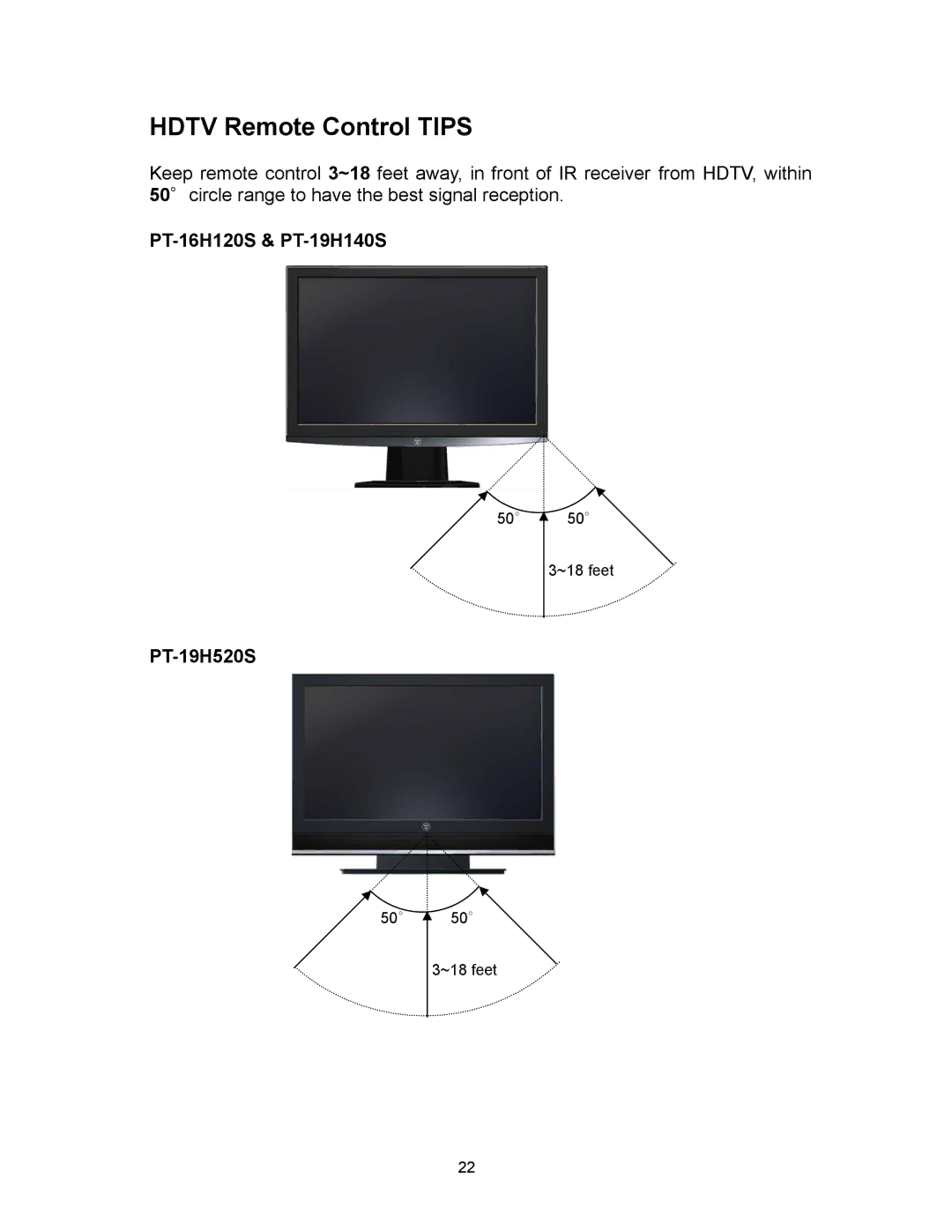 Westinghouse PT-19H520S appendix Hdtv Remote Control Tips, PT-16H120S & PT-19H140S 