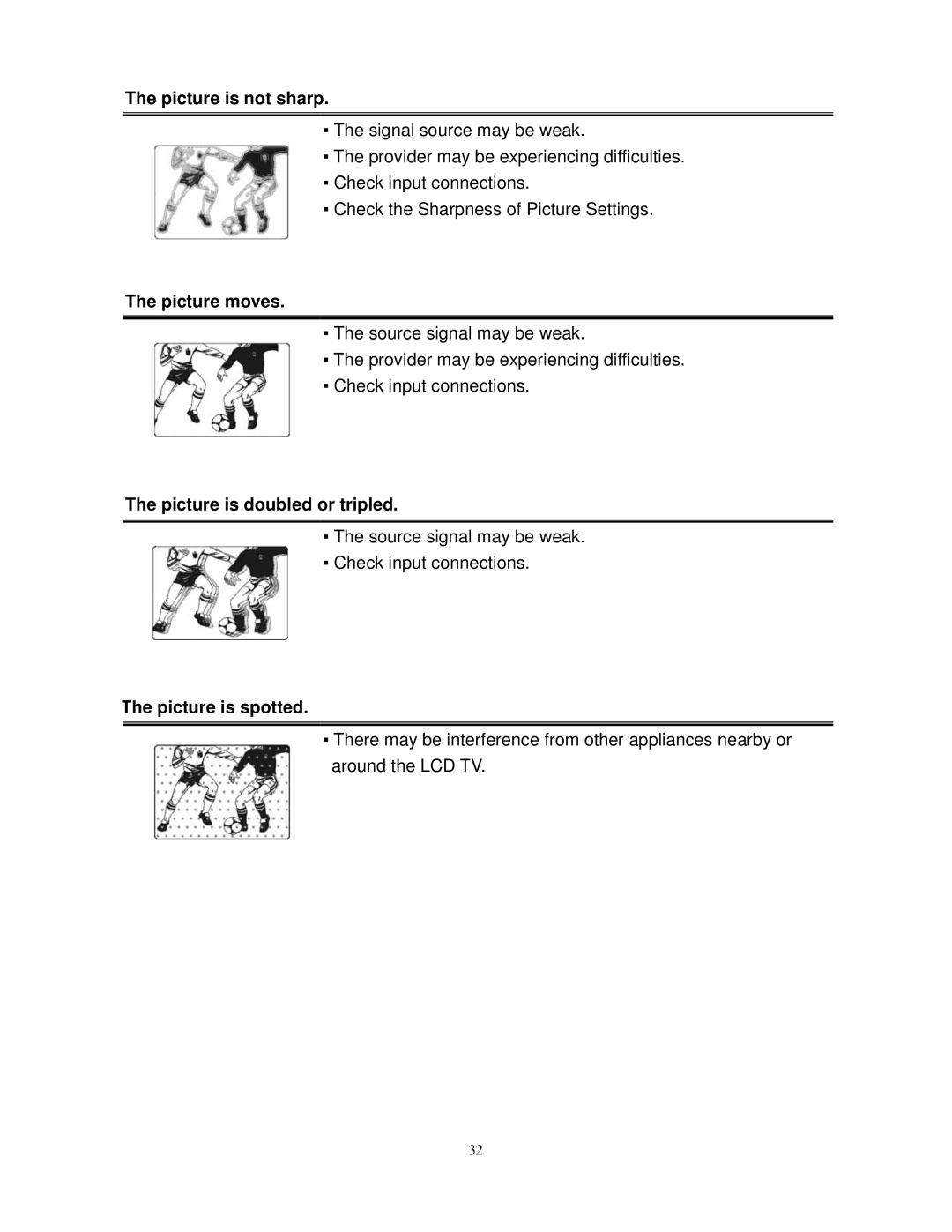 Westinghouse PT-16H610S user manual Picture is not sharp, Picture moves, Picture is doubled or tripled, Picture is spotted 