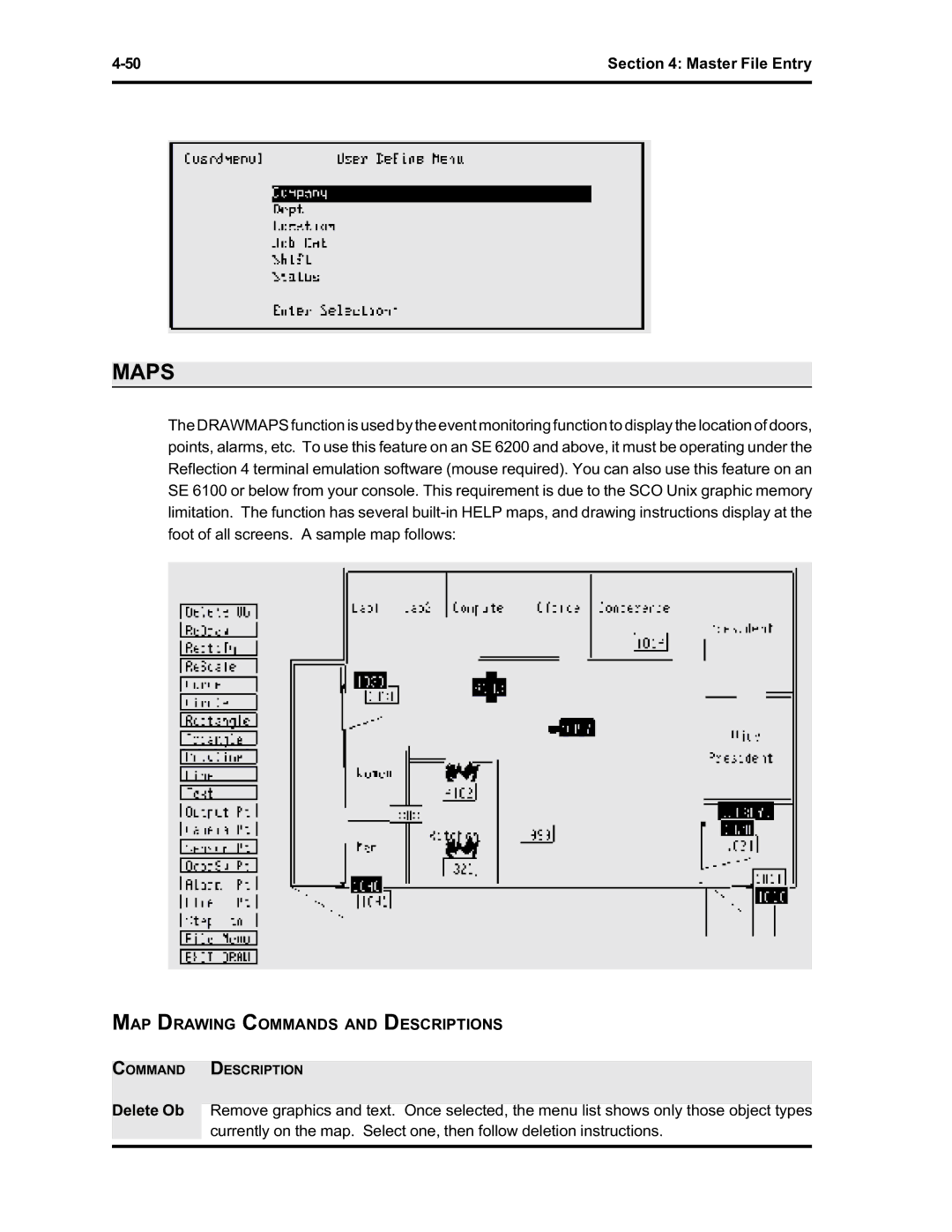 Westinghouse SE 6000 manual Maps, MAP Drawing Commands and Descriptions 