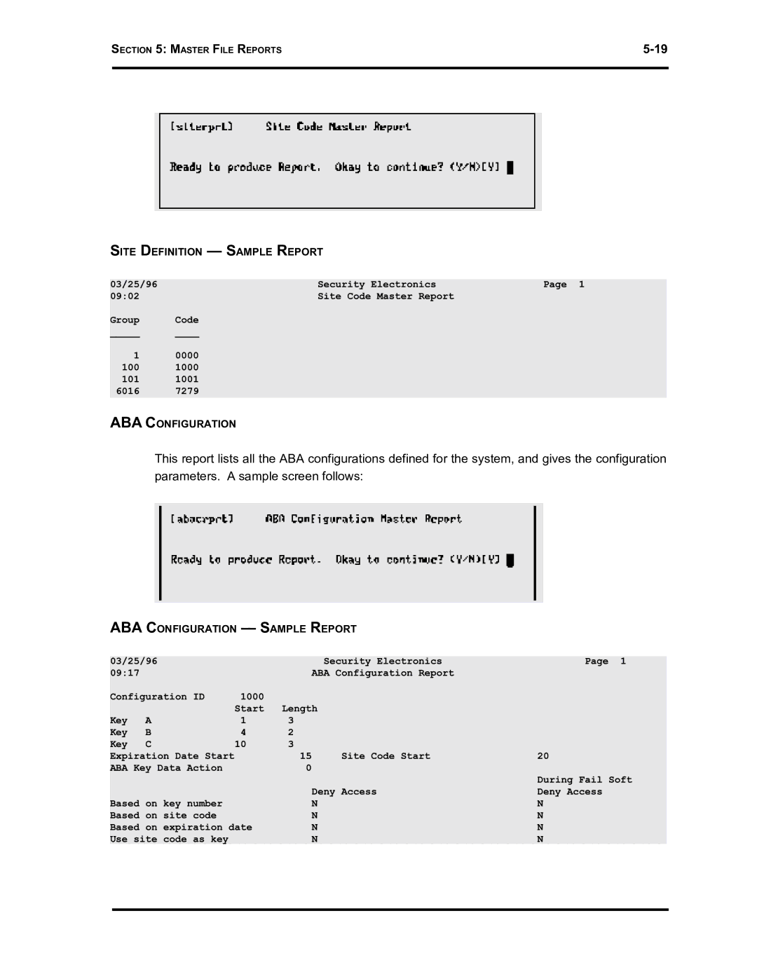 Westinghouse SE 6000 manual Site Definition Sample Report 