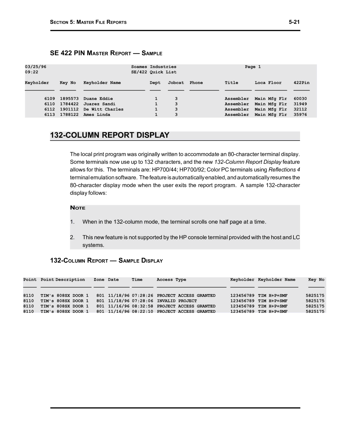 Westinghouse SE 6000 manual Column Report Display 