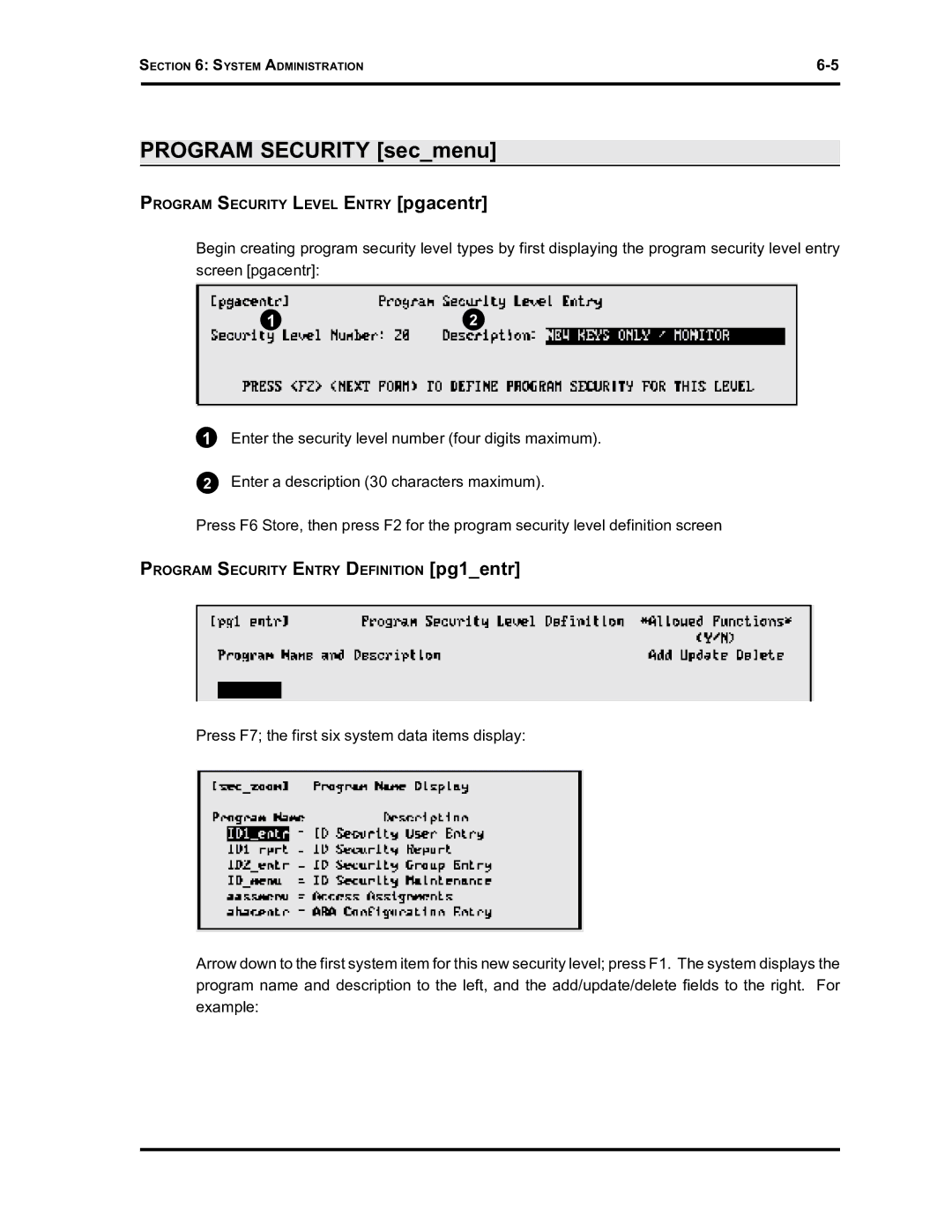 Westinghouse SE 6000 manual Program Security secmenu 