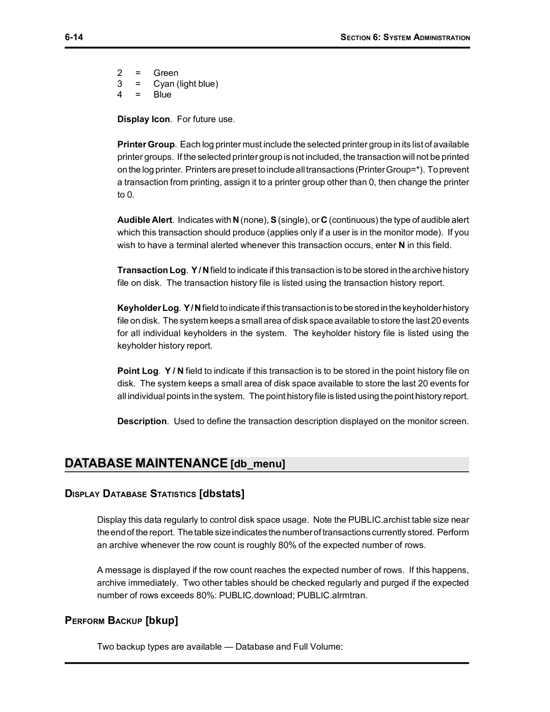 Westinghouse SE 6000 manual Database Maintenance dbmenu 