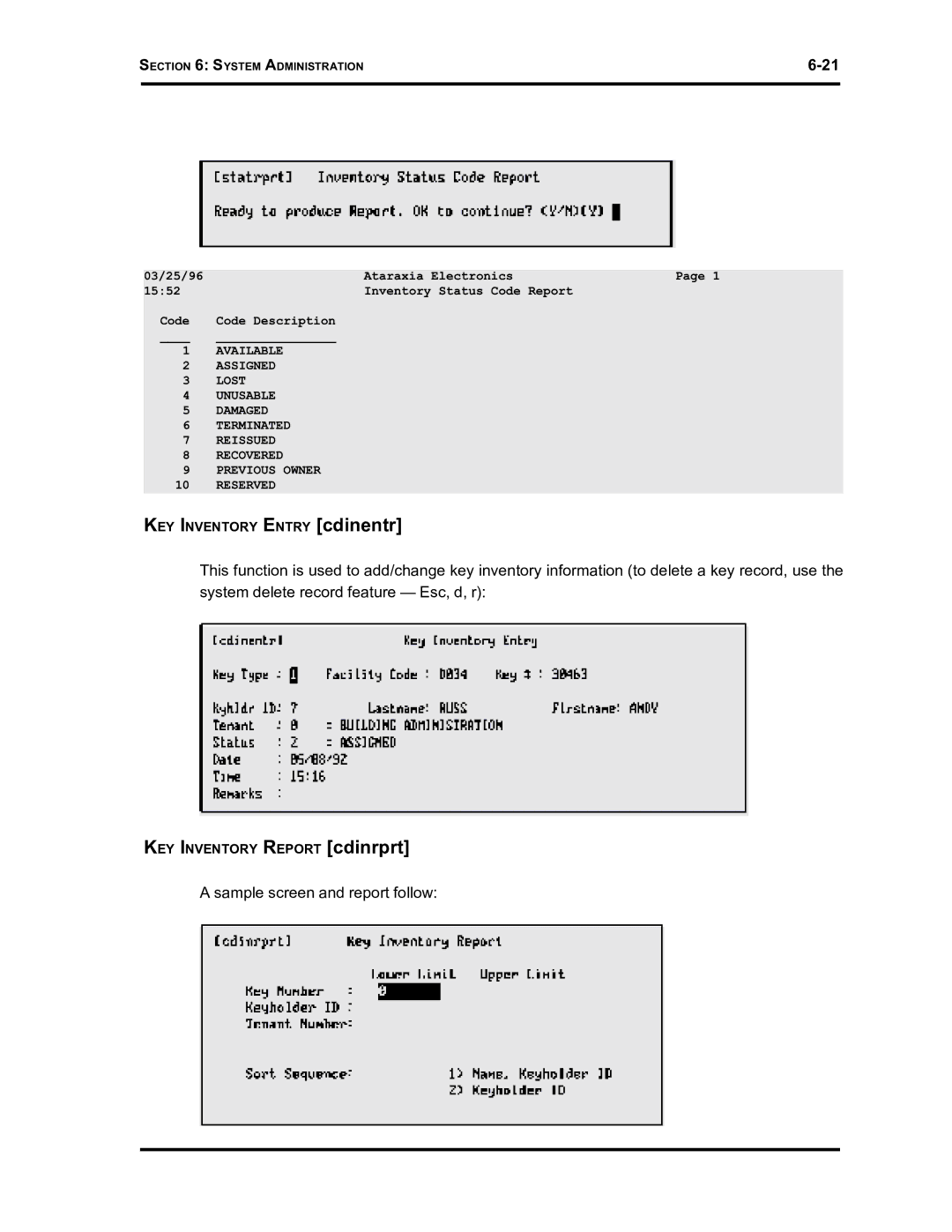 Westinghouse SE 6000 manual Sample screen and report follow 