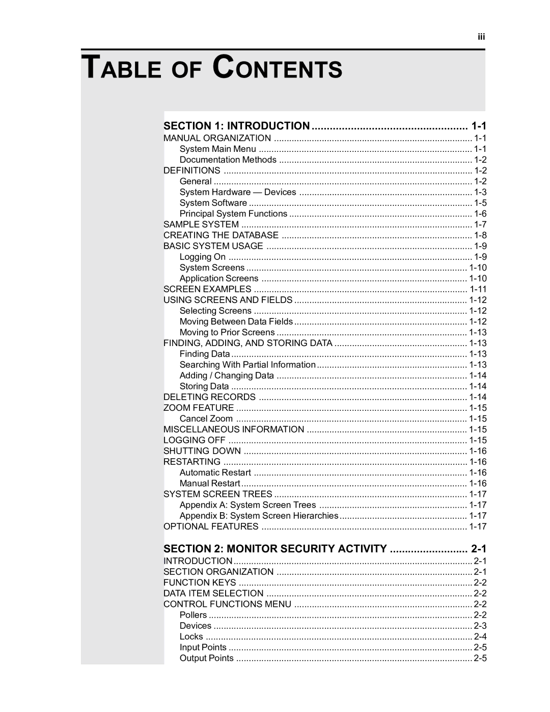 Westinghouse SE 6000 manual Table of Contents 