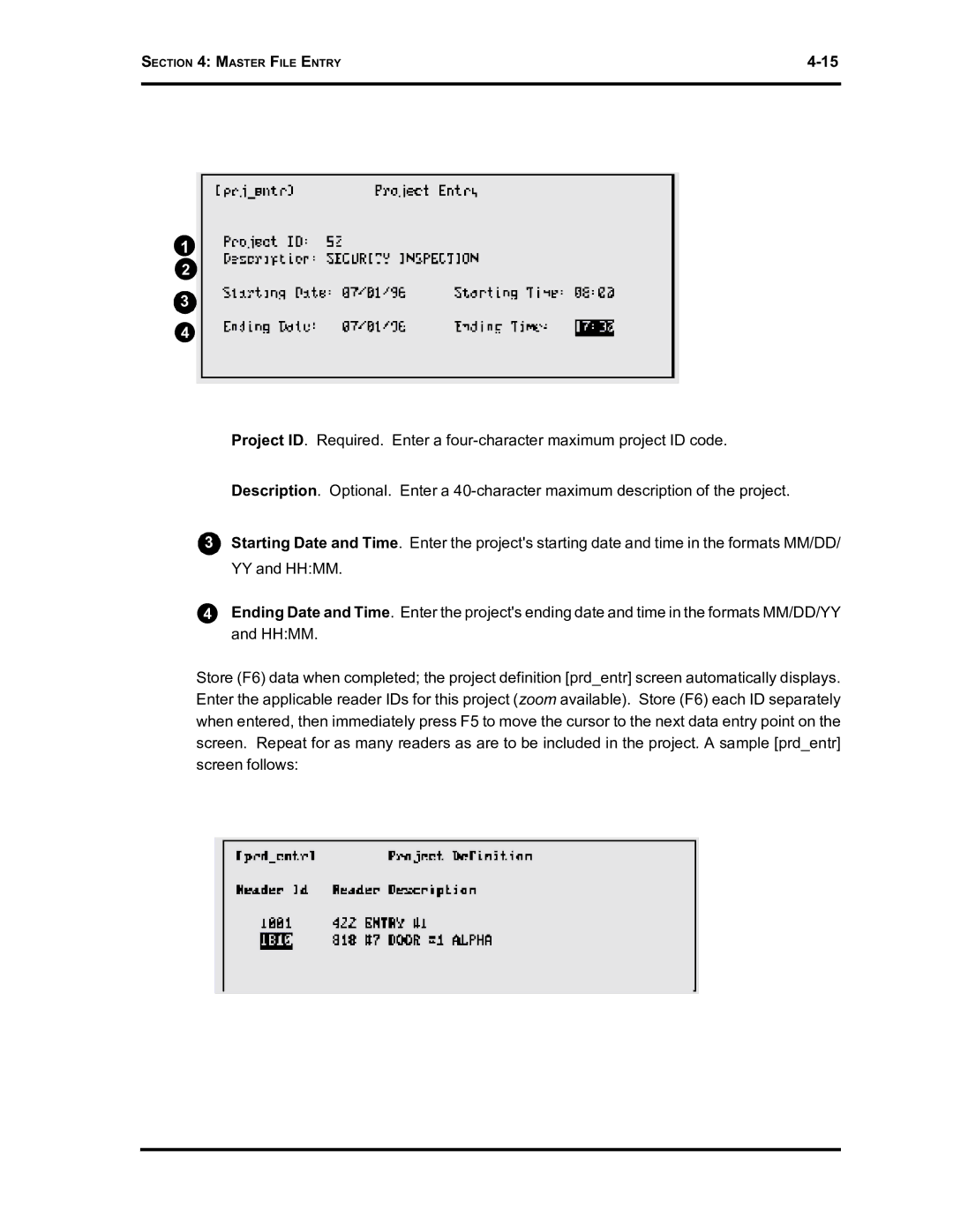 Westinghouse SE 6000 manual Master File Entry 