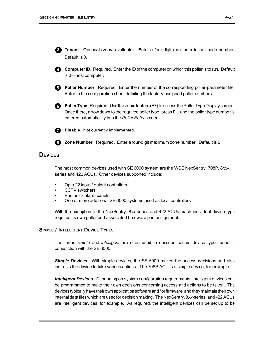 Westinghouse SE 6000 manual Devices 