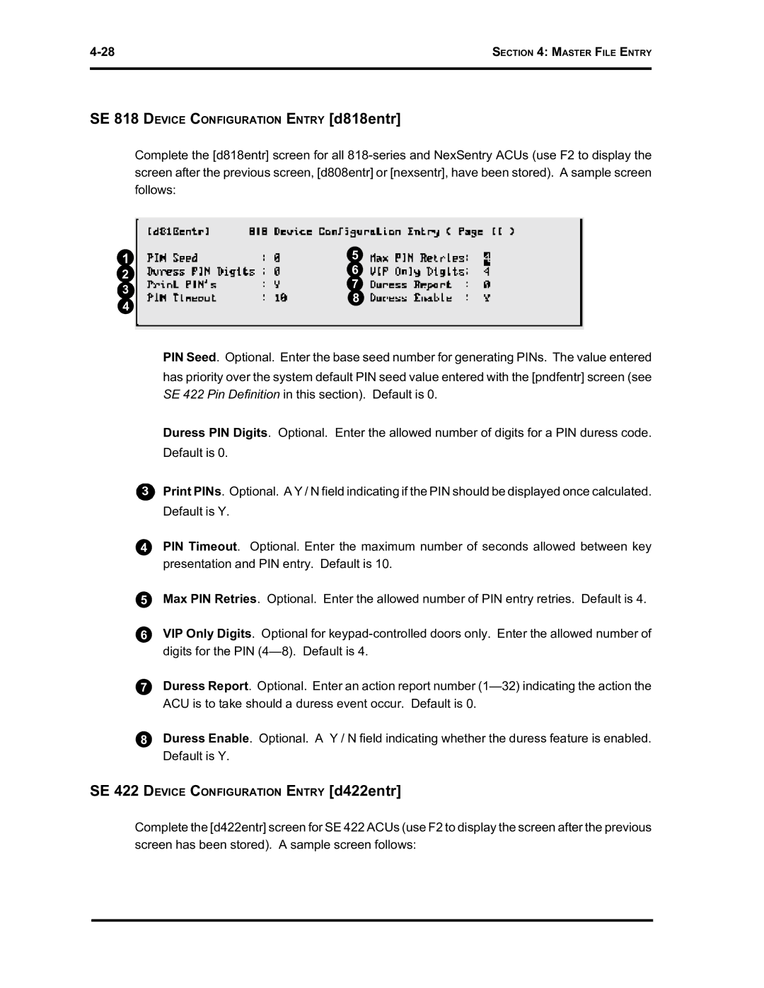 Westinghouse SE 6000 manual SE 818 Device Configuration Entry d818entr 